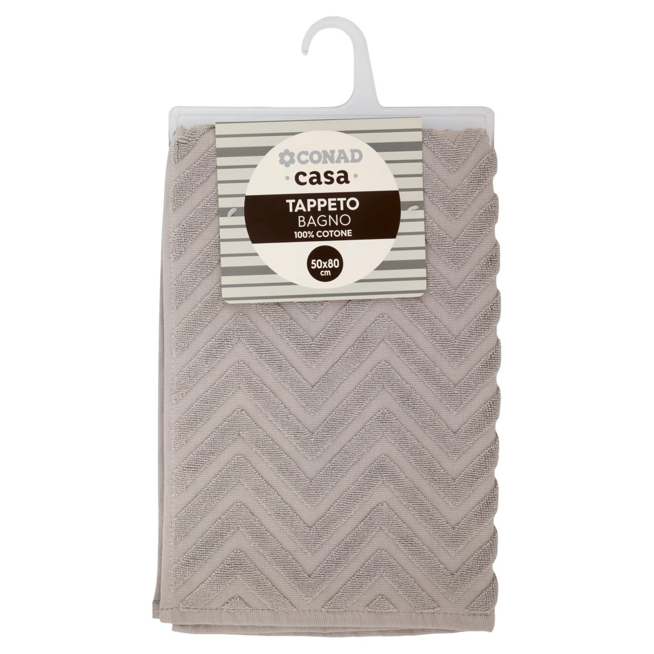 CONAD casa Tappeto Bagno 100% Cotone 50x80 cm Grigio Jacquard