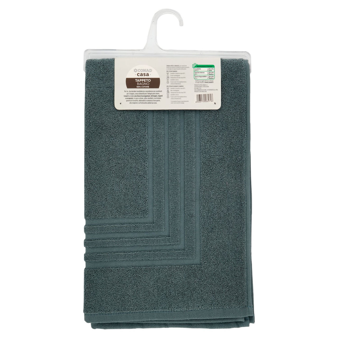 CONAD casa Tappeto Bagno 100% Cotone 50x80 cm Petrolio