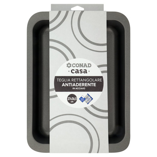 CONAD casa Teglia Rettangolare Antiaderente in Acciaio 27x36,5 cm