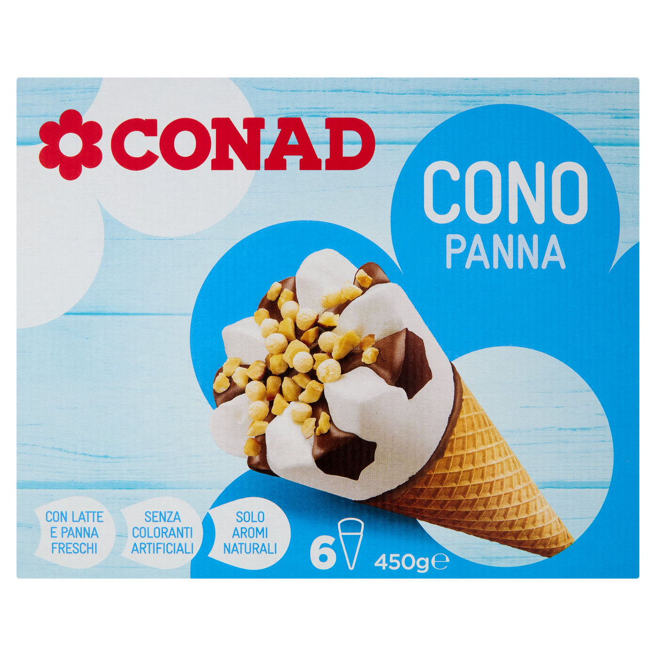 Cono Panna 6 gelati 450 g Conad