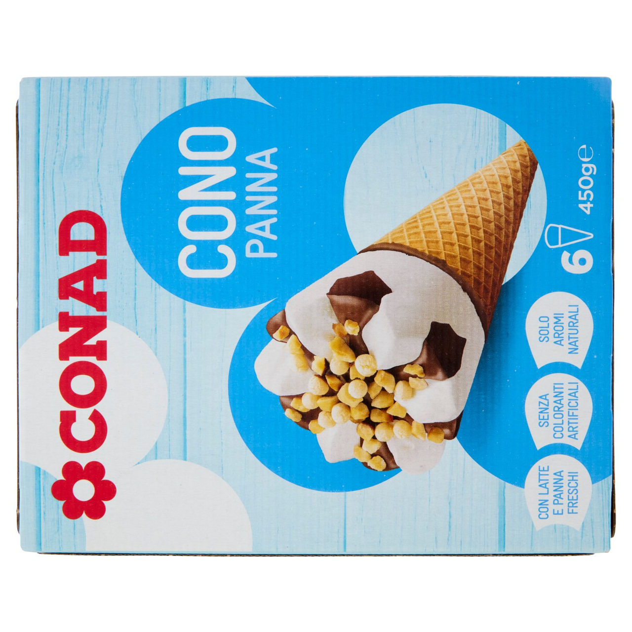 Cono Panna 6 gelati 450 g Conad