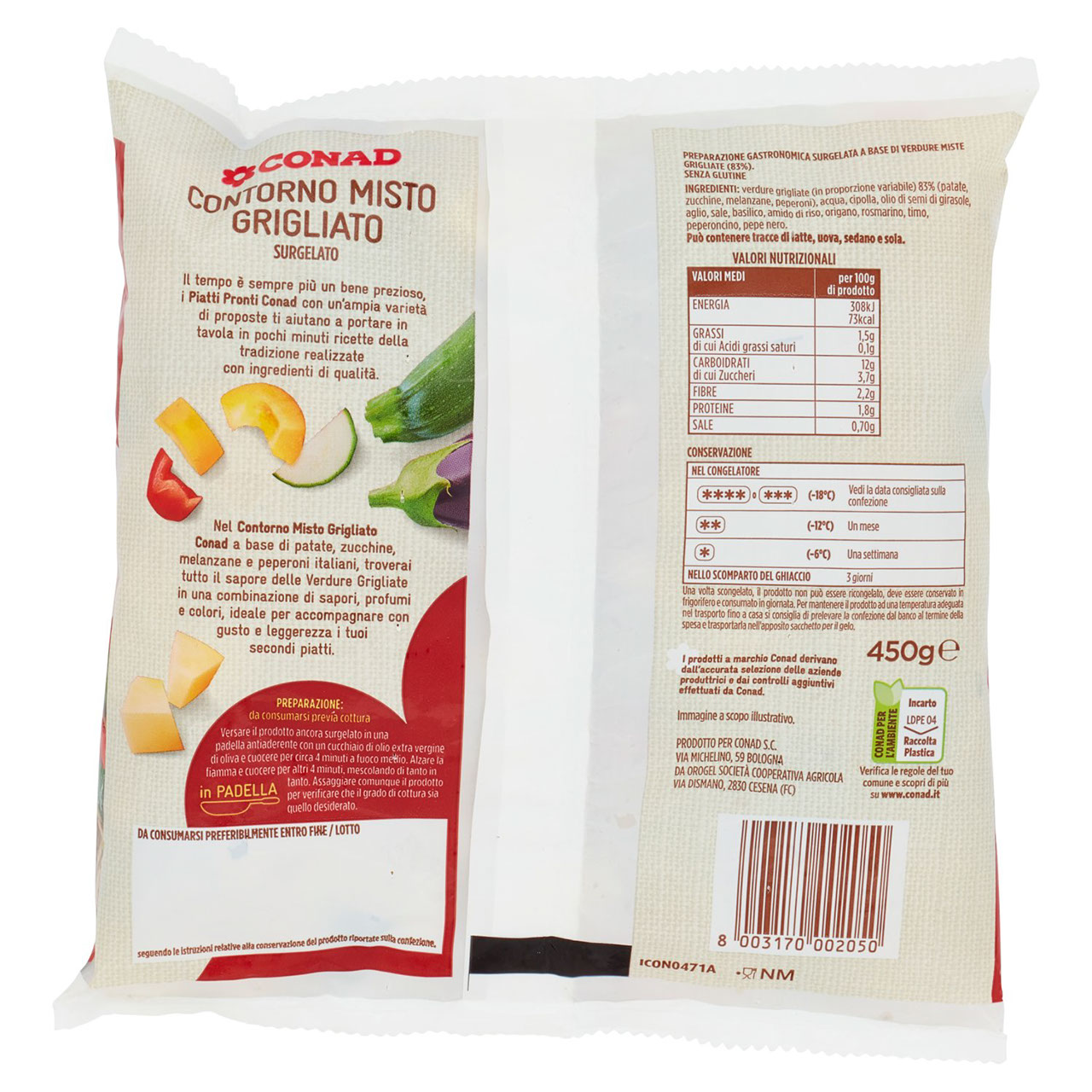 Verdure Miste Grigliate Surgelate 450 g Conad