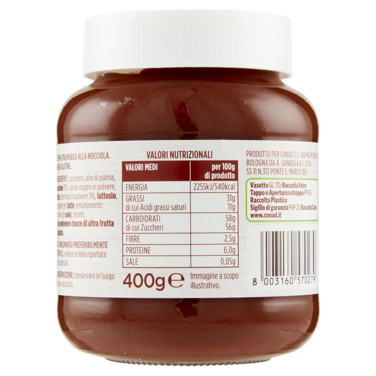 Crema alle Nocciole 400 g Conad