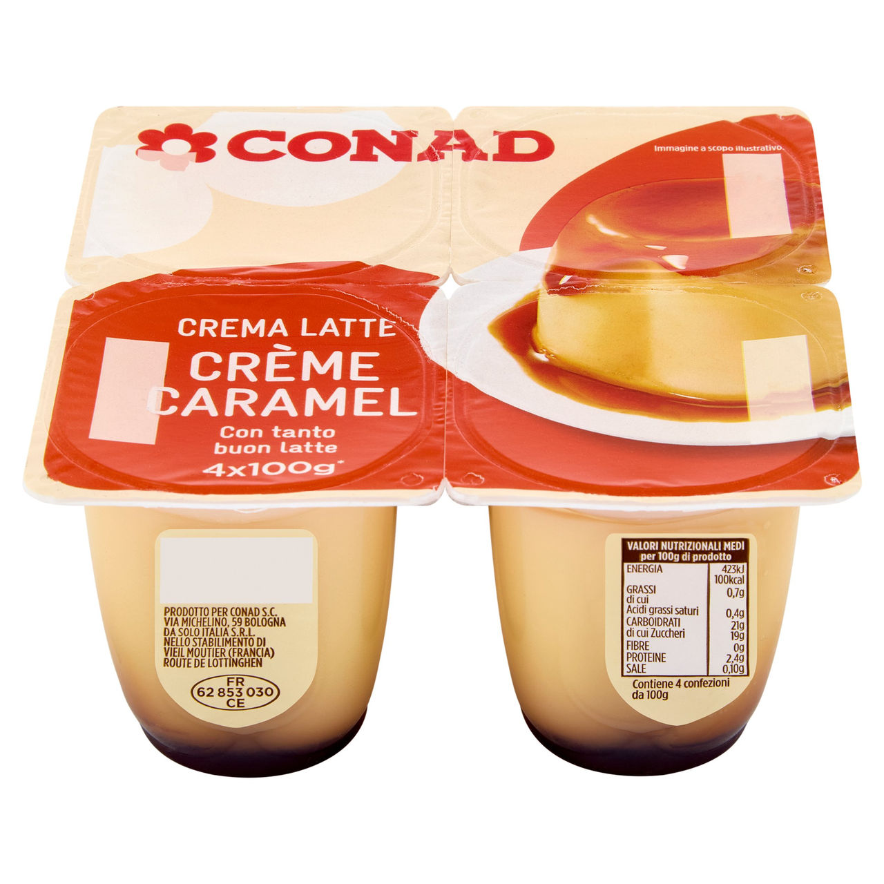 CremaLatte Crème Caramel 4 x 100 g Conad