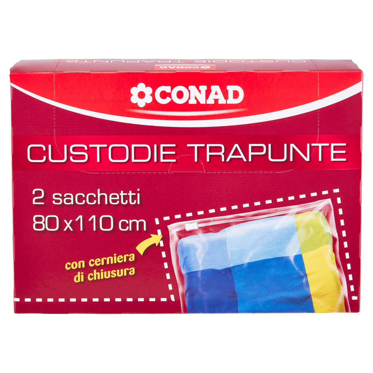 CONAD Custodie Trapunte con Cerniera di Chiusura 80x110 cm 2 pz