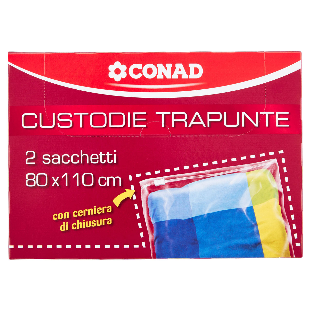 CONAD Custodie Trapunte con Cerniera di Chiusura 80x110 cm 2 pz