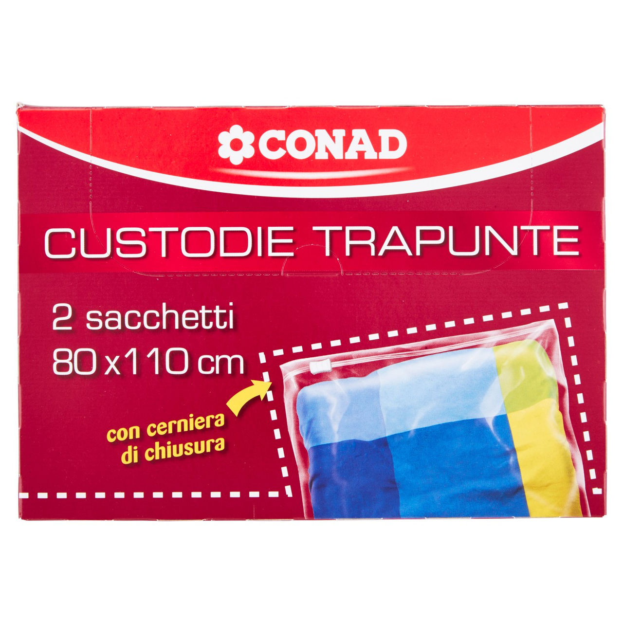CONAD Custodie Trapunte con Cerniera di Chiusura 80x110 cm 2 pz