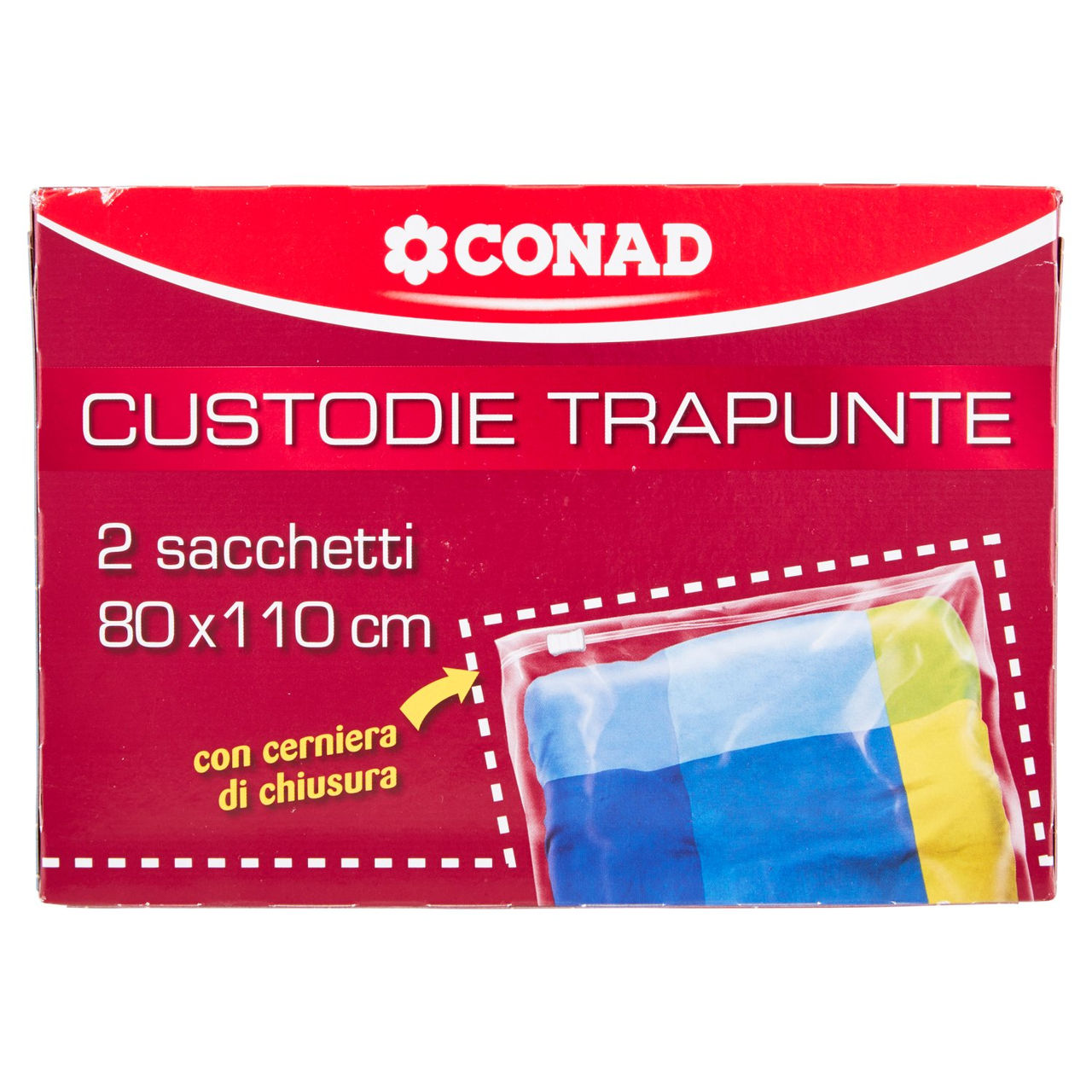CONAD Custodie Trapunte con Cerniera di Chiusura 80x110 cm 2 pz