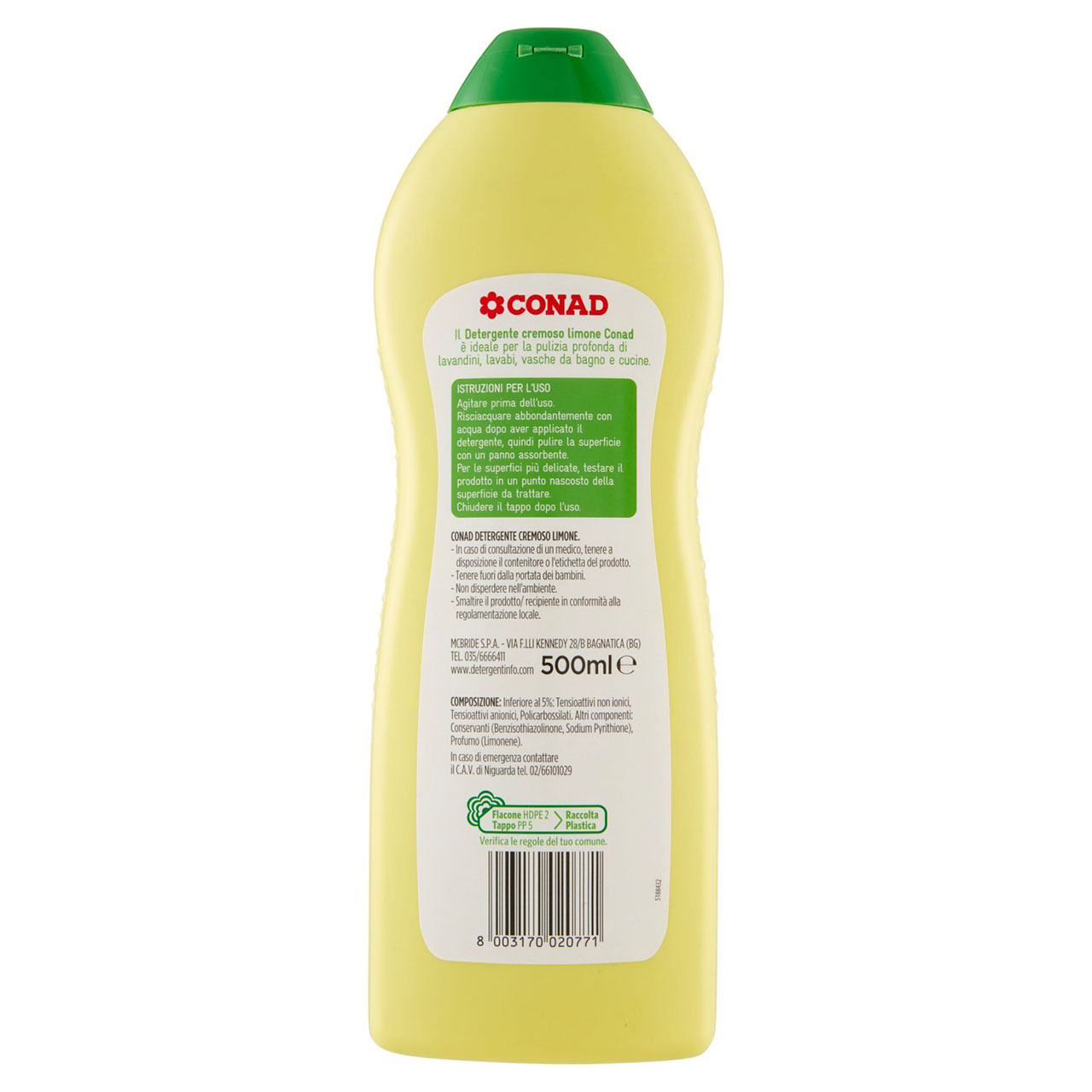 Detergente Cremoso Limone 500 ml Conad