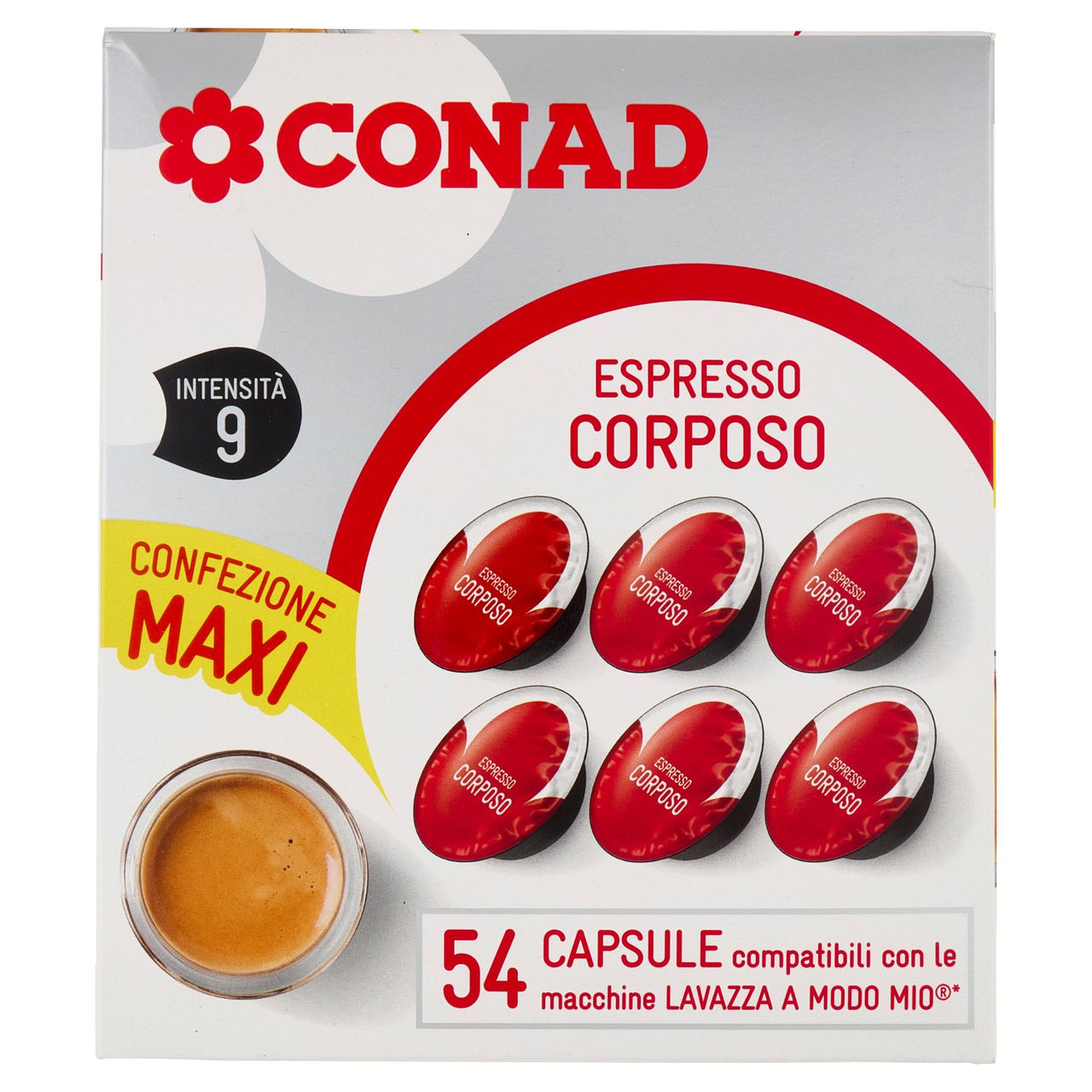 CONAD Espresso Corposo 54 Capsule compatibili con le macchine Lavazza a Modo Mio* 405 g