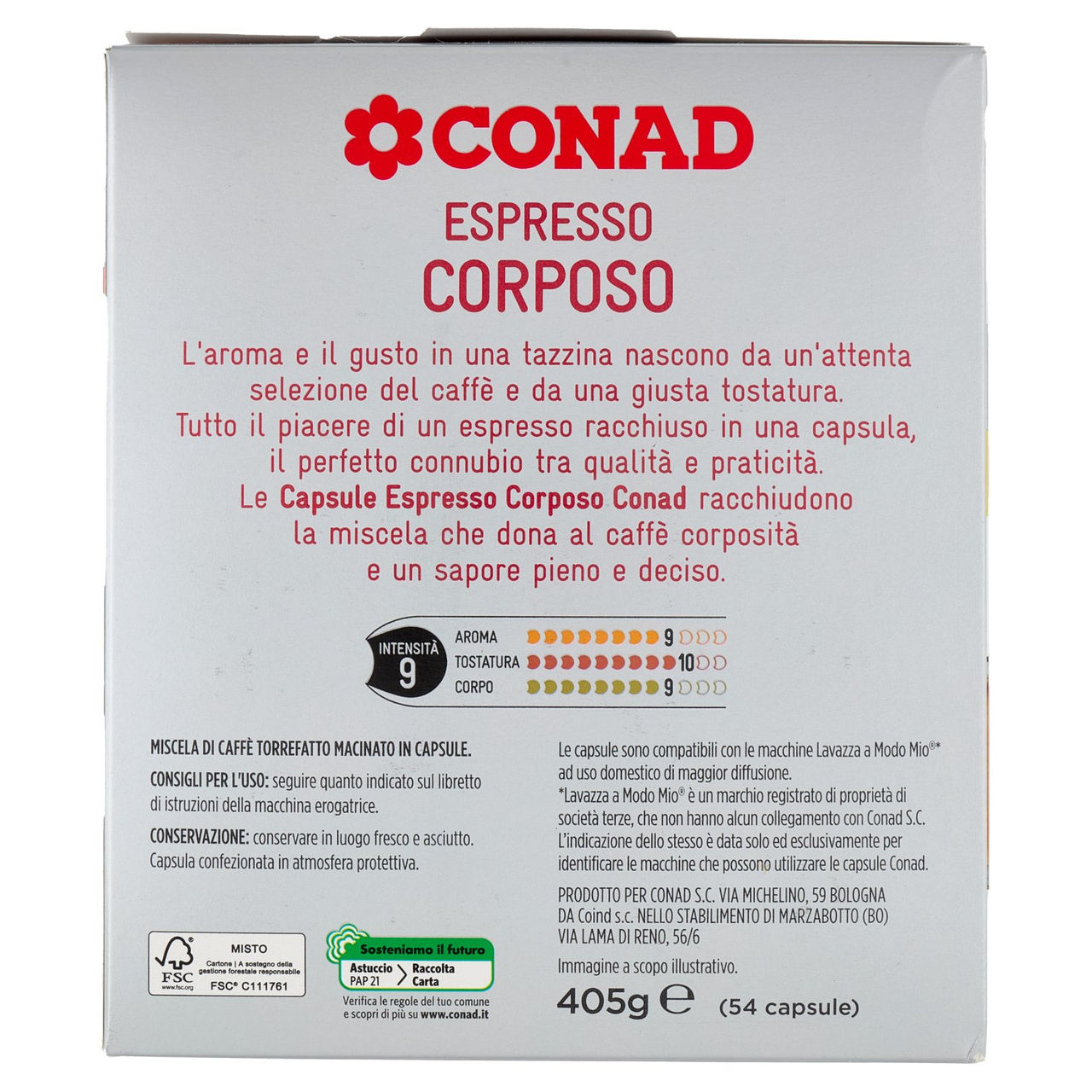 CONAD Espresso Corposo 54 Capsule compatibili con le macchine Lavazza a Modo Mio* 405 g