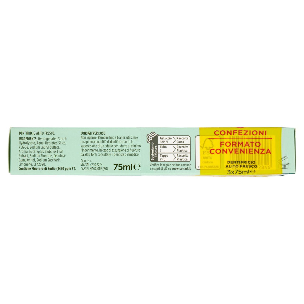 CONAD Essentiae Alito Fresco Dentifricio ad azione purificante 3 x 75 ml