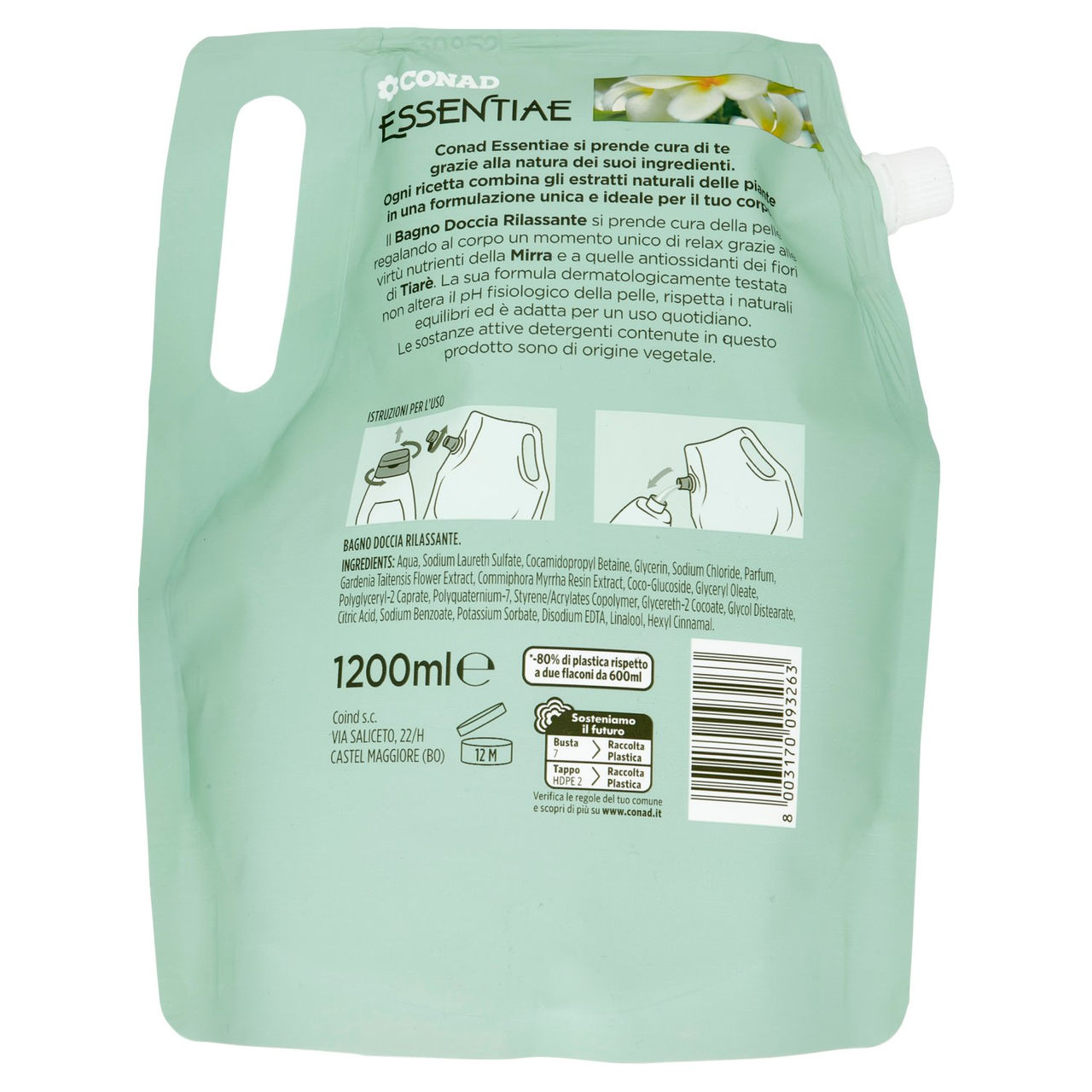 CONAD Essentiae Bagno Doccia Rilassante Eco Ricarica 1200 ml