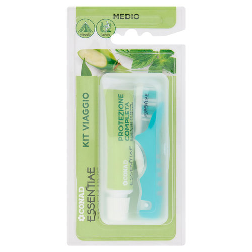 CONAD Essentiae Kit Viaggio Spazzolino Medio e Dentifricio 20 ml
