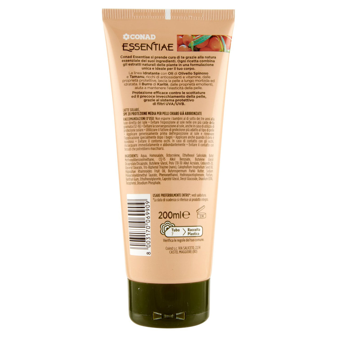 CONAD Essentiae Latte Solare 20 SPF Media Idratante 200 ml