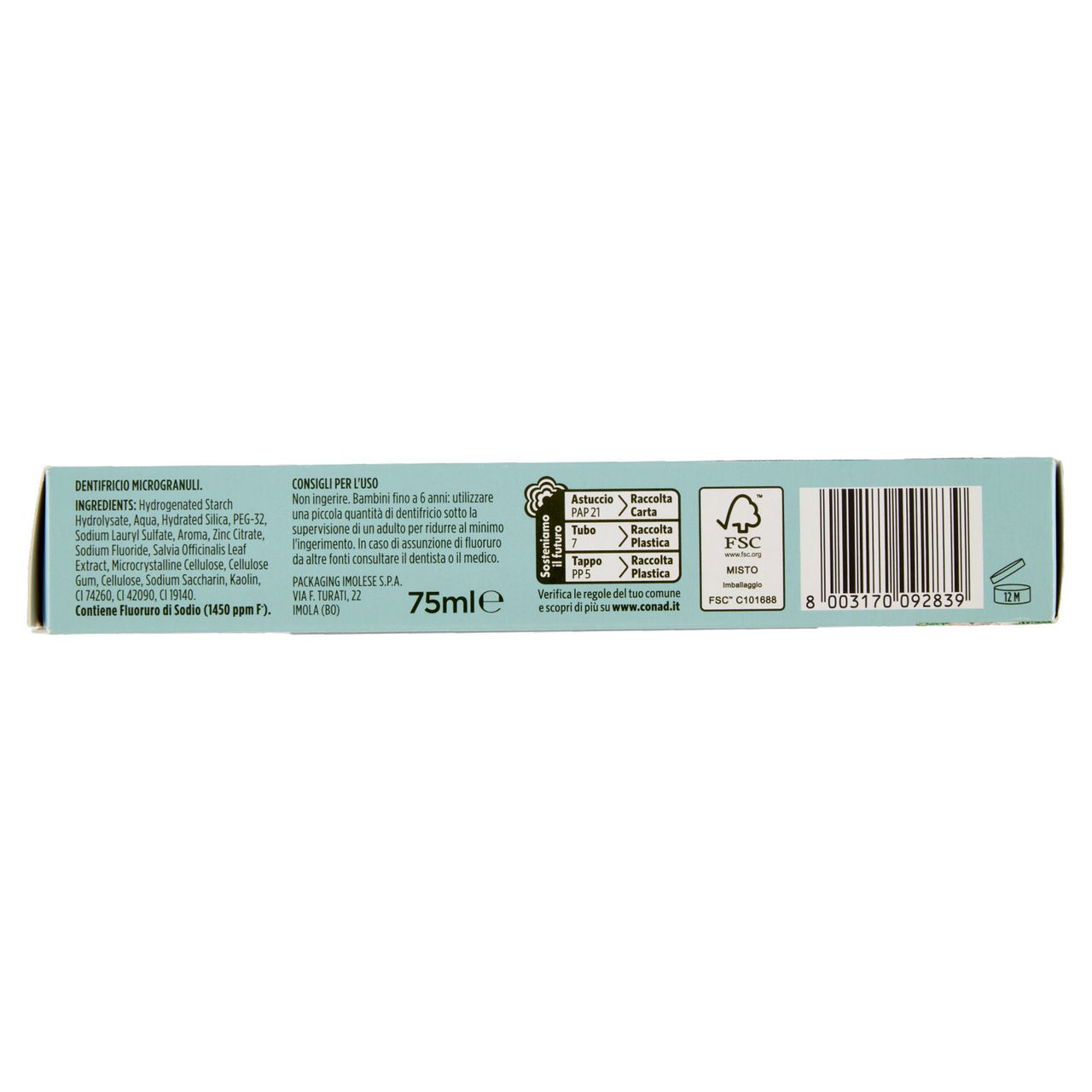 CONAD Essentiae Micro Granuli Dentifricio ad azione antiplacca e antitartaro 75 ml