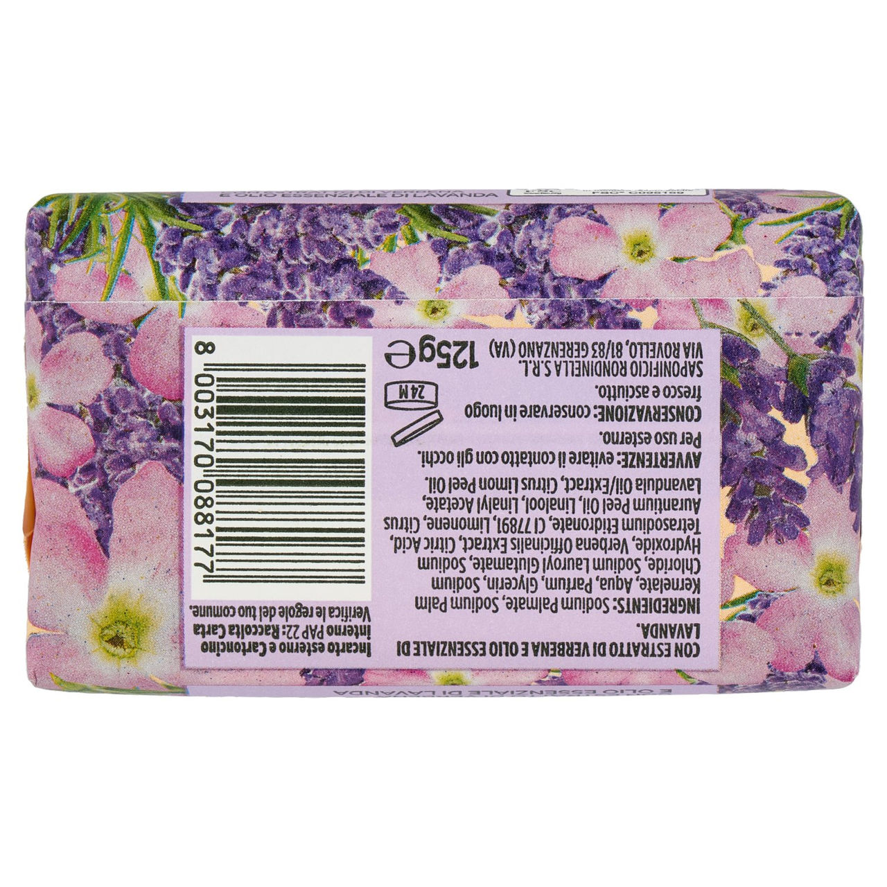 CONAD Essentiae Sapone Vegetale con Estratto di Verbena e Olio Essenziale di Lavanda 125 g