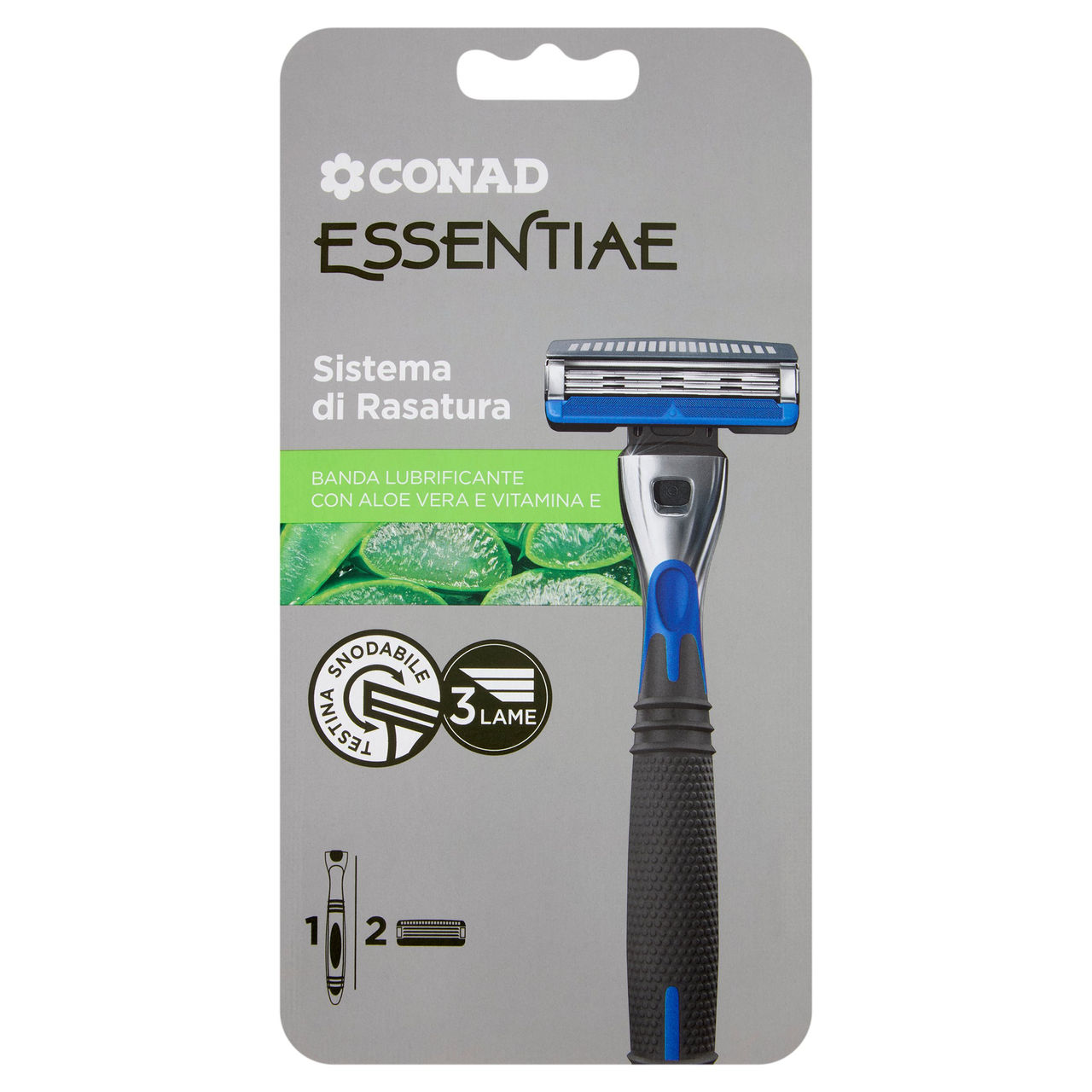 CONAD Essentiae Sistema di Rasatura 1 manico   2 testine di ricambio