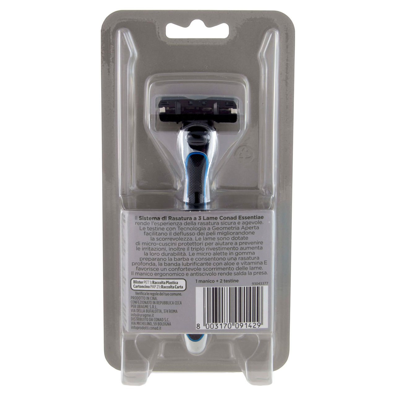 CONAD Essentiae Sistema di Rasatura 1 manico   2 testine di ricambio