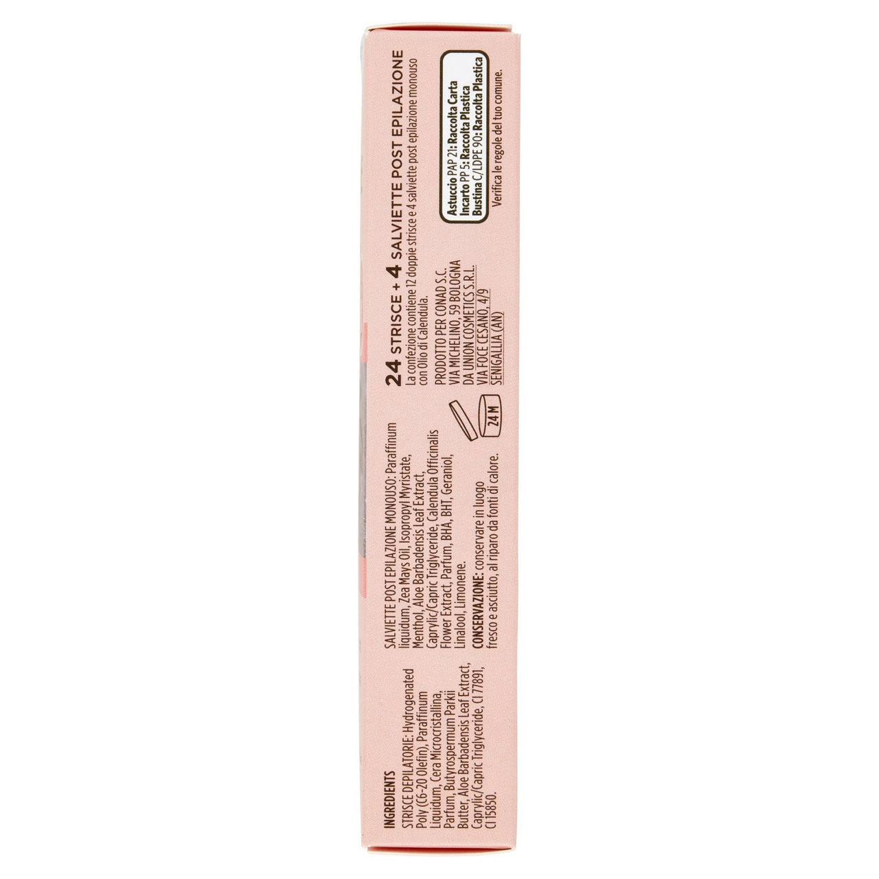 CONAD Essentiae Strisce Depilatorie Viso Pelli normali 24 Strisce 4 Salviette Post Epilazione