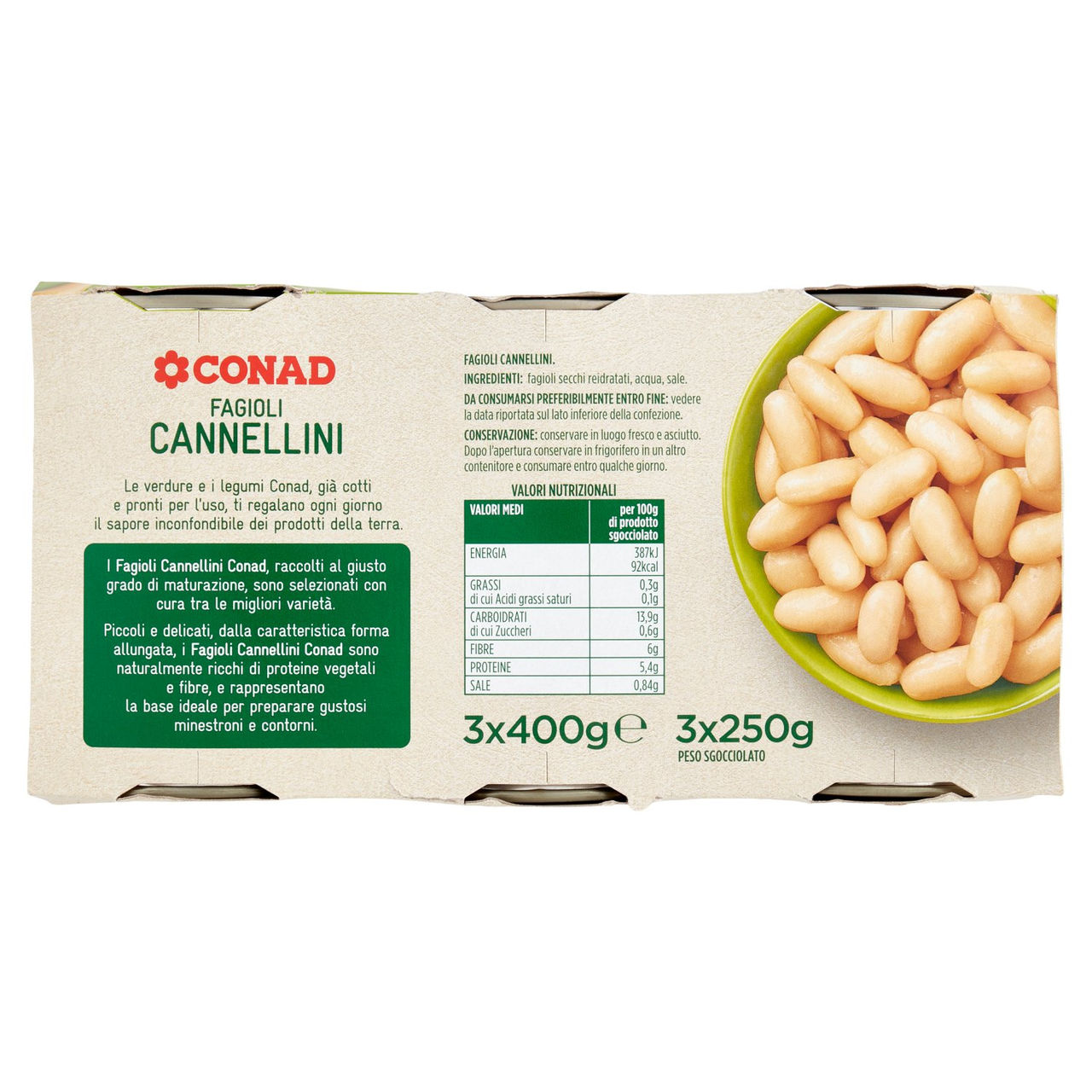 Fagioli Cannellini 3 x 400 g Conad vendita online