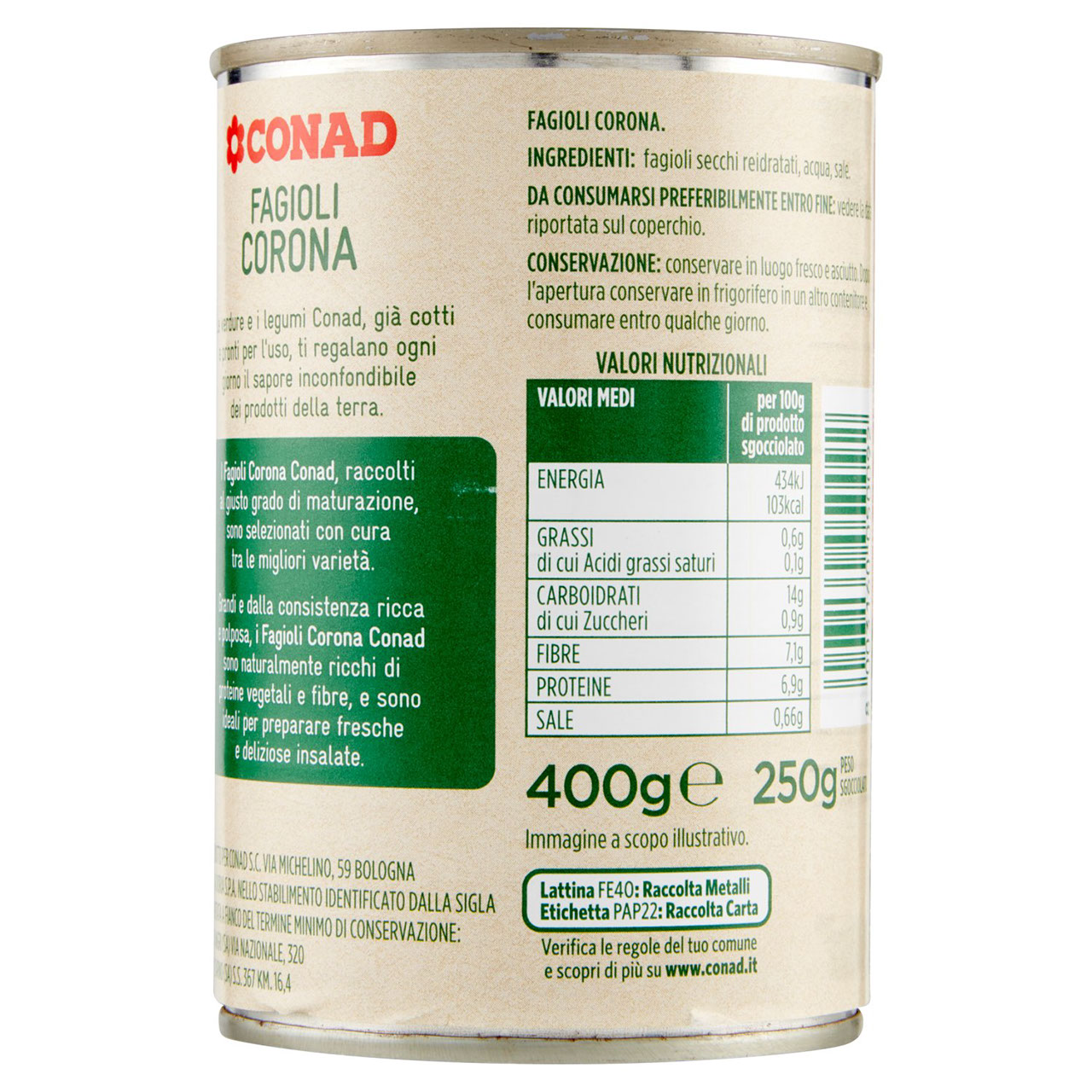 CONAD Fagioli Corona 400 g in vendita online