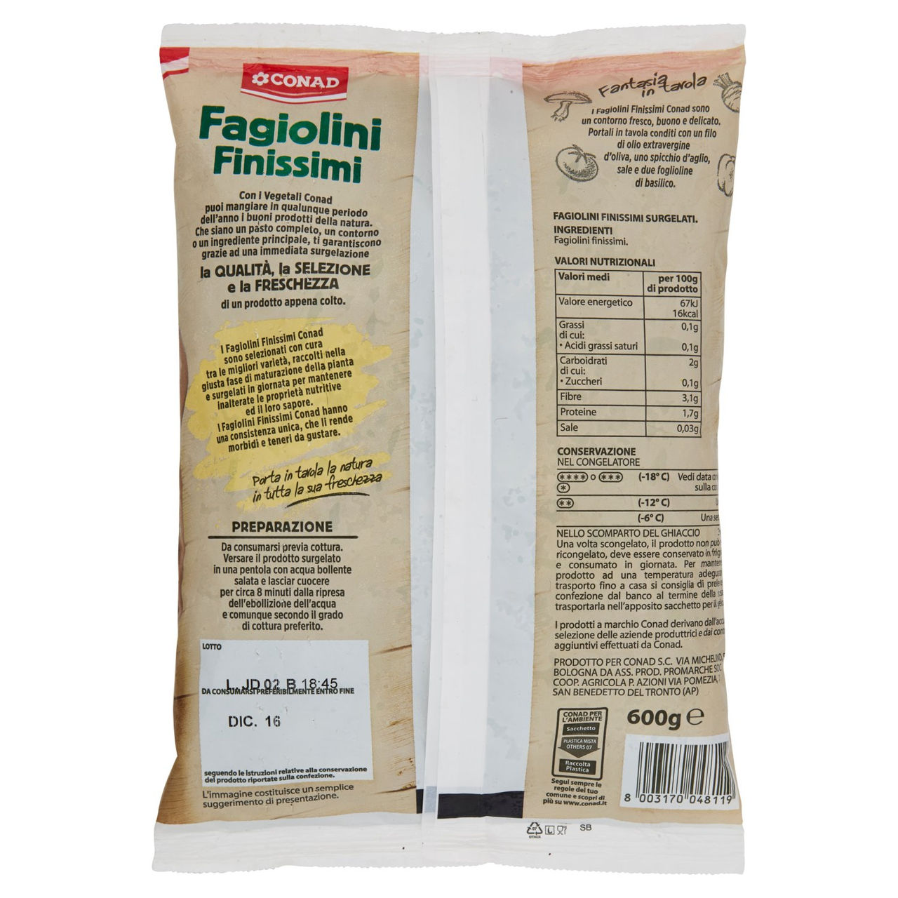 CONAD Fagiolini Finissimi Surgelati 600 g