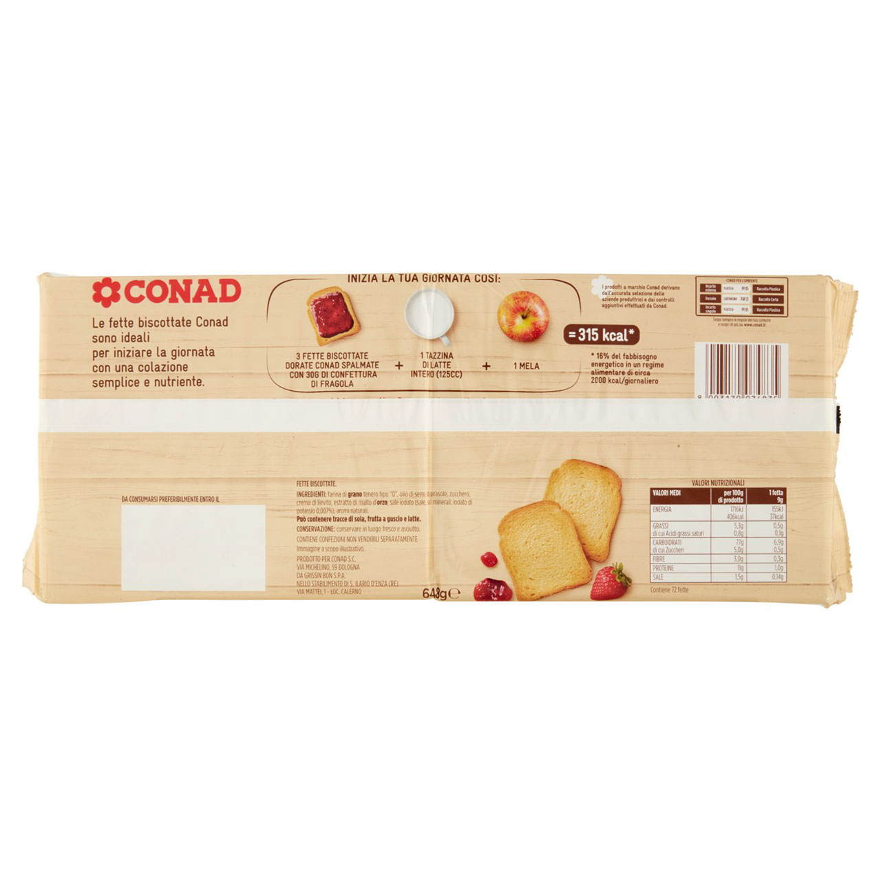 Fette Biscottate Dorate 648 g Conad vendita online