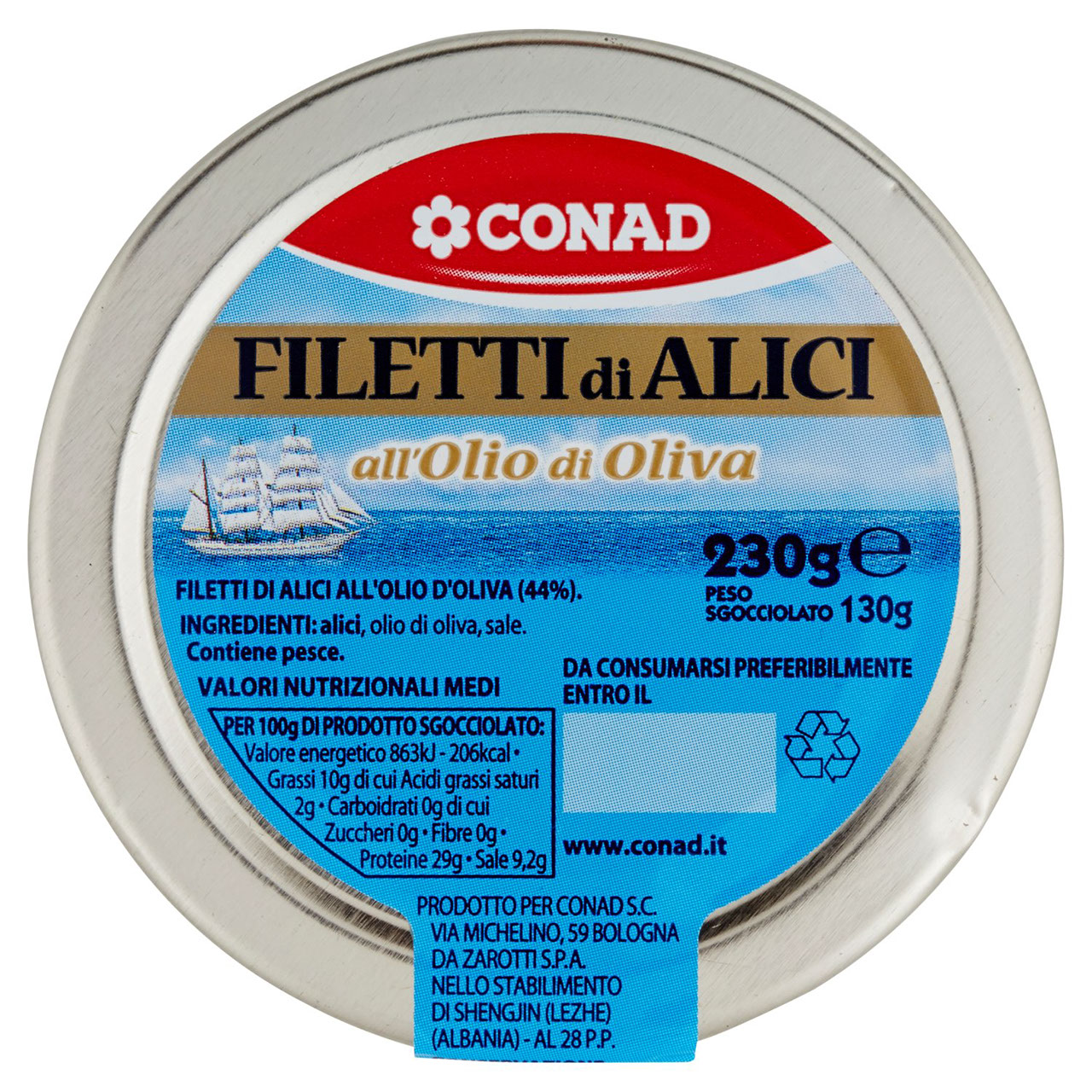 Filetti di Alici all'Olio di Oliva 230 g Conad