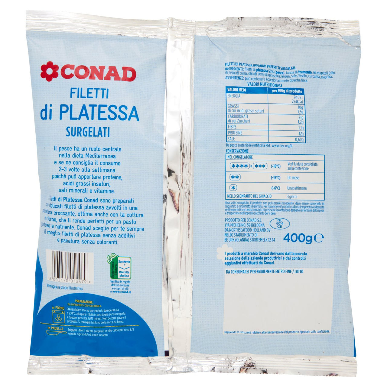 Filetti di Platessa Surgelati 400 g Conad online