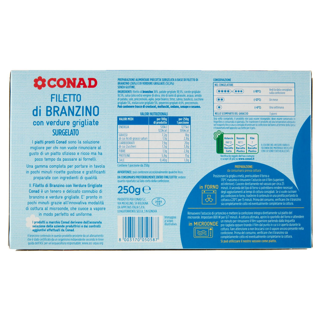 Filetto di Branzino con verdure Conad online