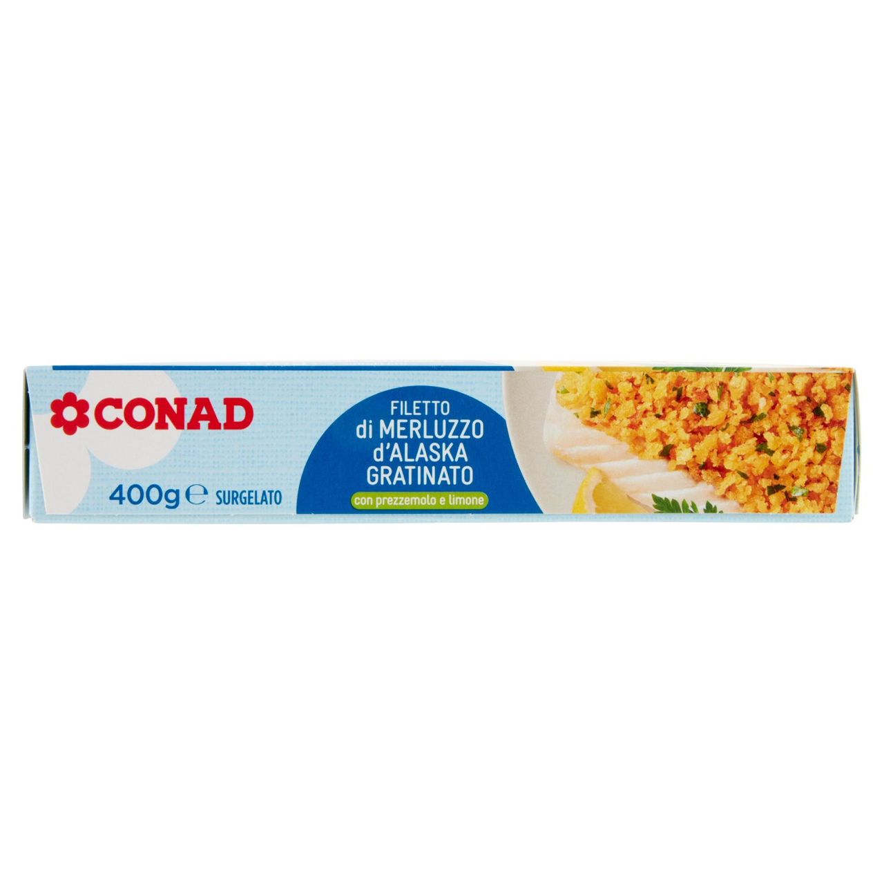 CONAD Filetto di Merluzzo d'Alaska Gratinato con prezzemolo e limone Surgelato 400 g