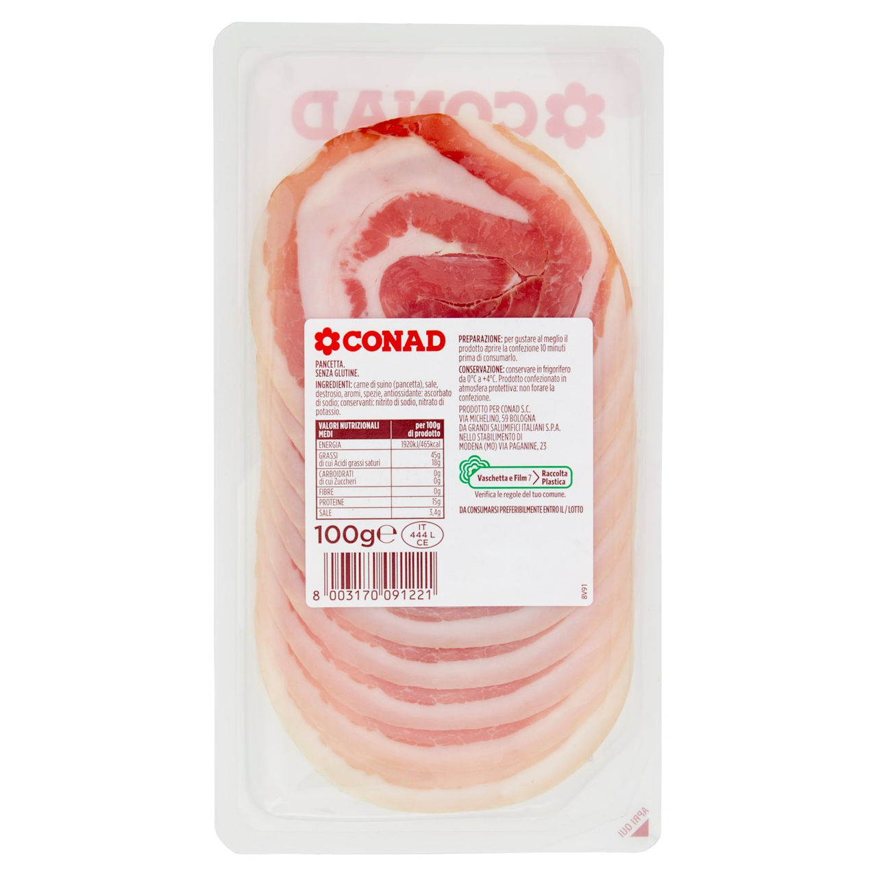 Pancetta Arrotolata 100 g Conad in vendita online