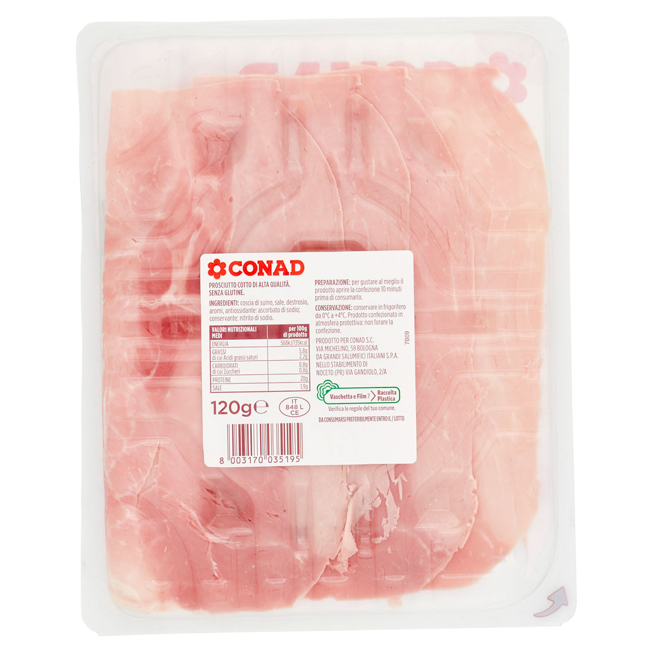 Prosciutto Cotto di Alta Qualità  120 g Conad