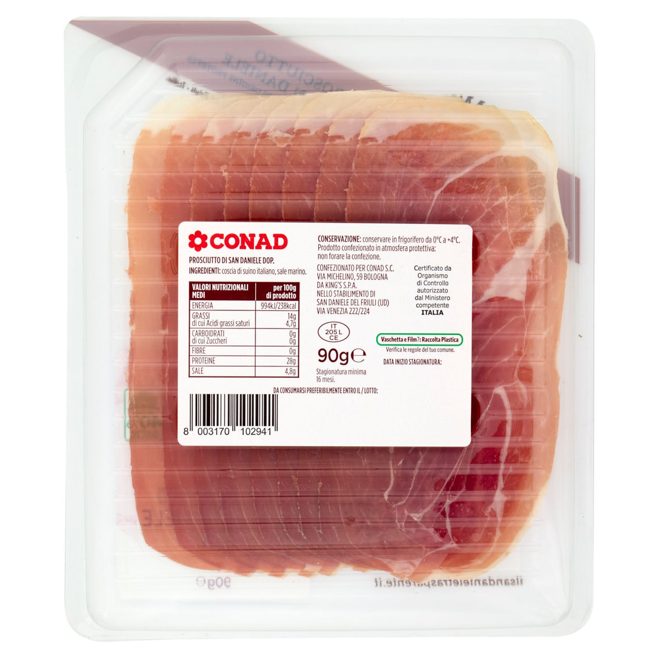 CONAD Freschi & Convenienti Prosciutto di San Daniele DOP 90 g