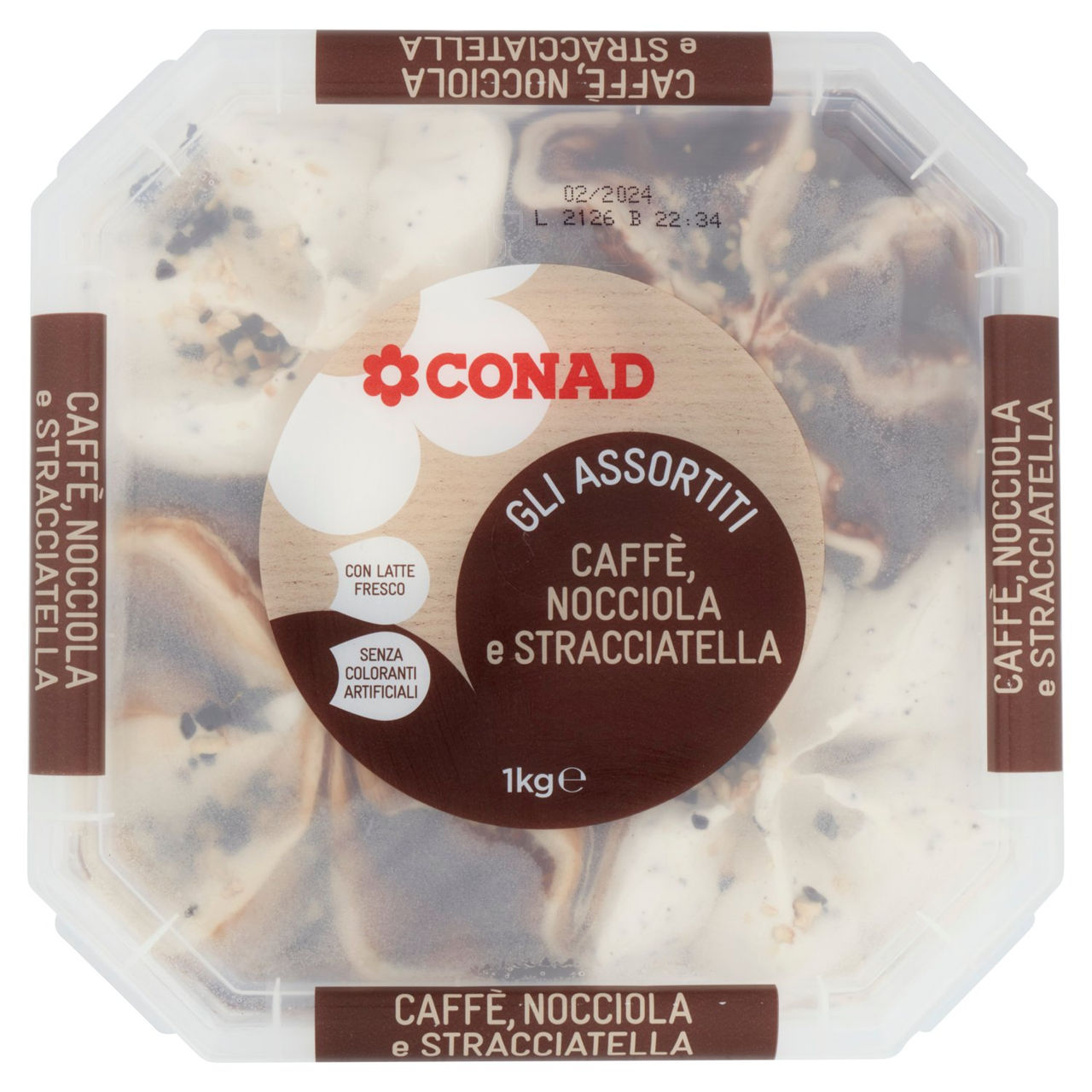 Gelato Caffè, Nocciola e Stracciatella 1 kg Conad