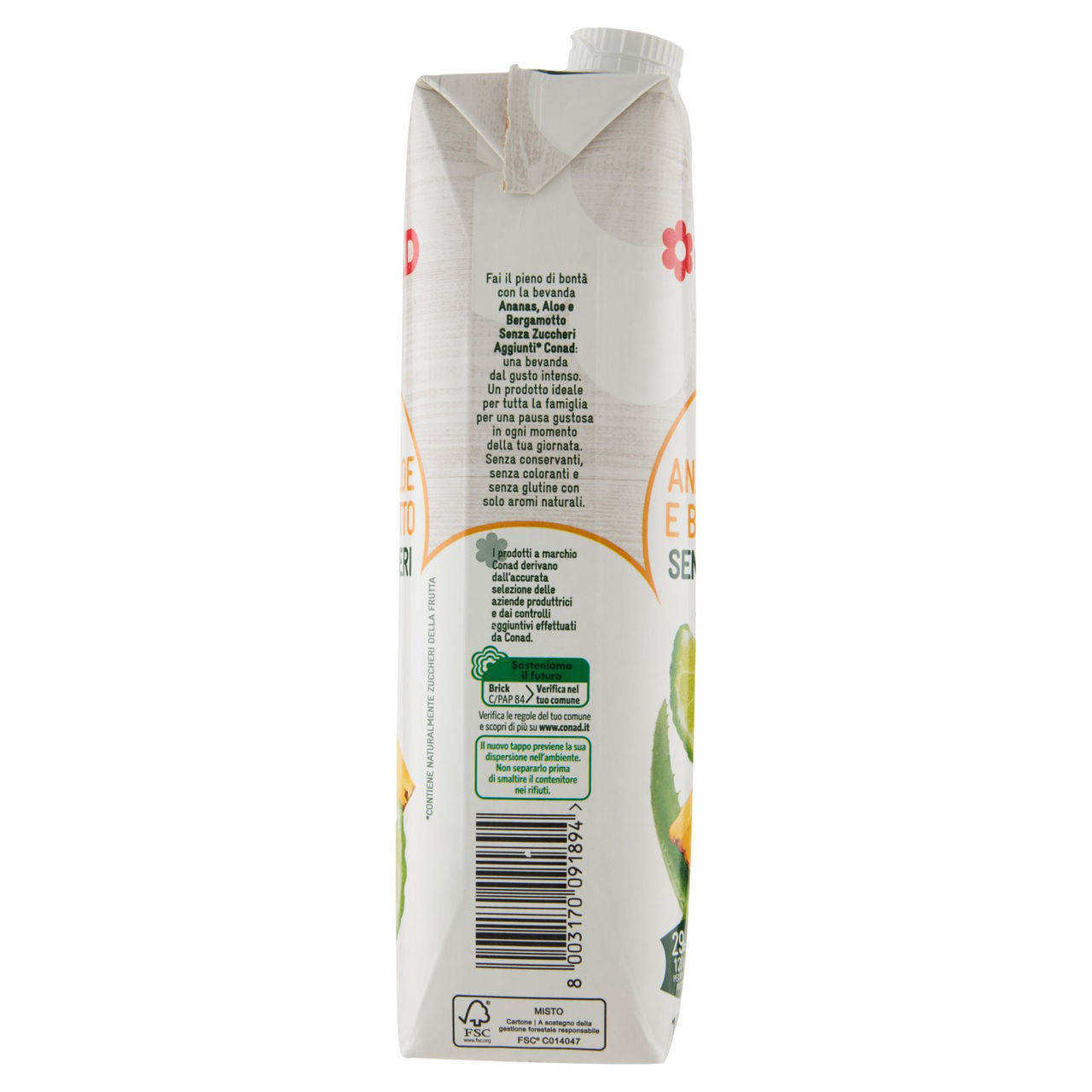 CONAD gli Speciali Bevanda Ananas, Aloe e Bergamotto Senza Zuccheri Aggiunti* 1 l