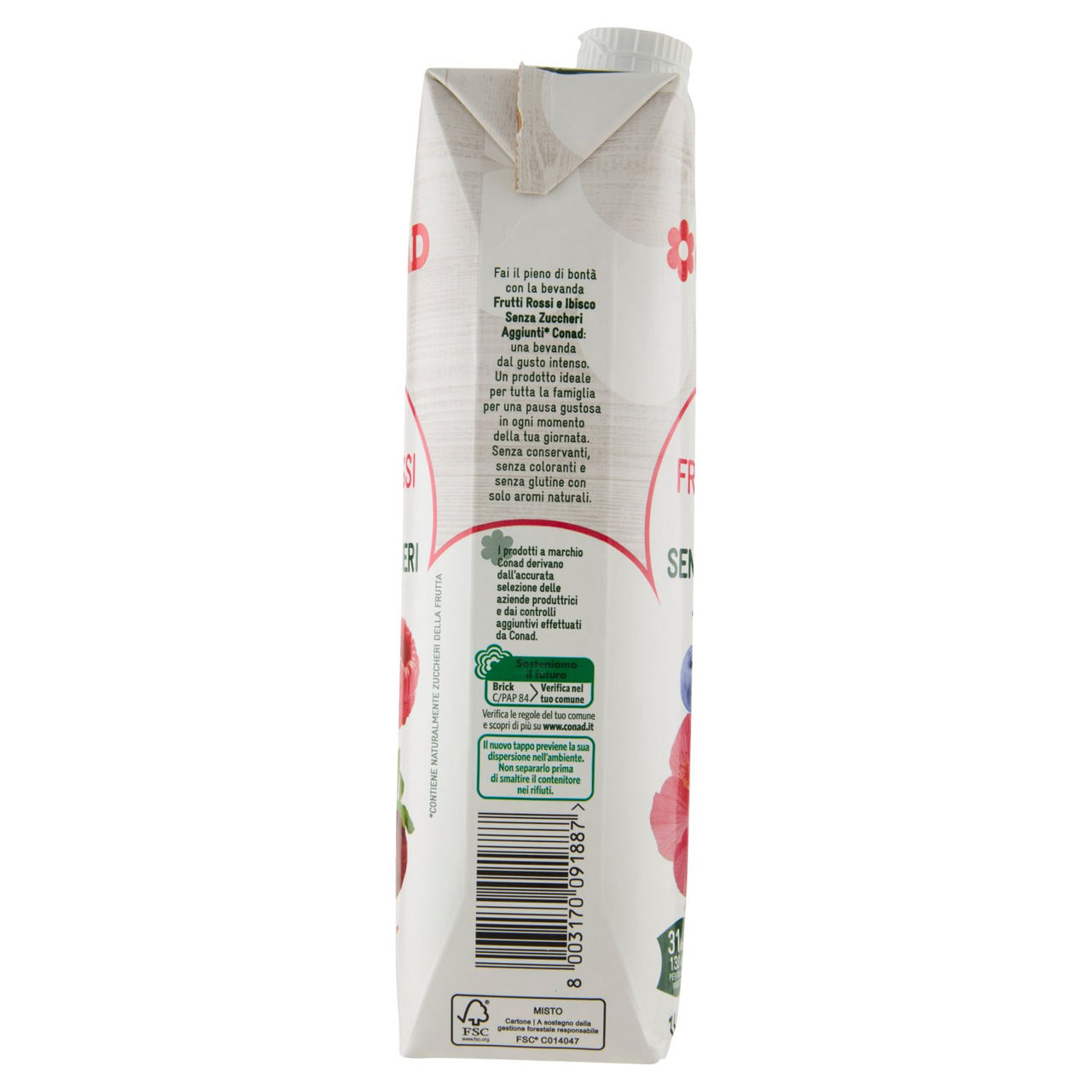 CONAD gli Speciali Bevanda Frutti Rossi e Ibisco Senza Zuccheri Aggiunti* 1 l