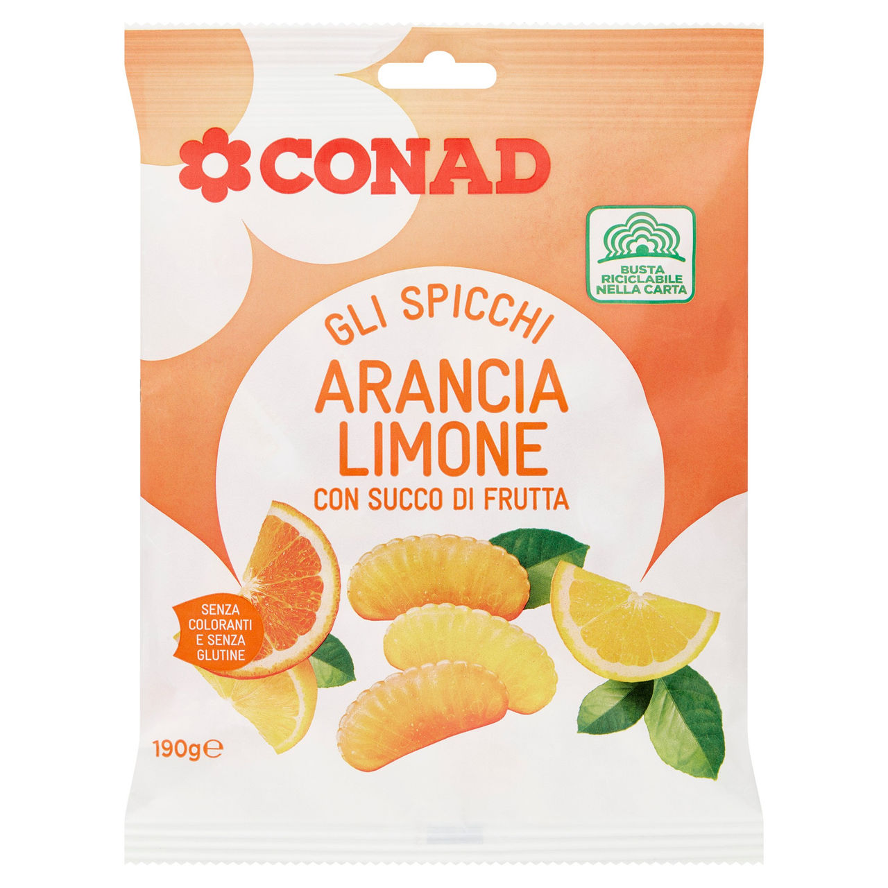 CONAD Gli Spicchi Arancia e Limone con Succo di Frutta 190 g