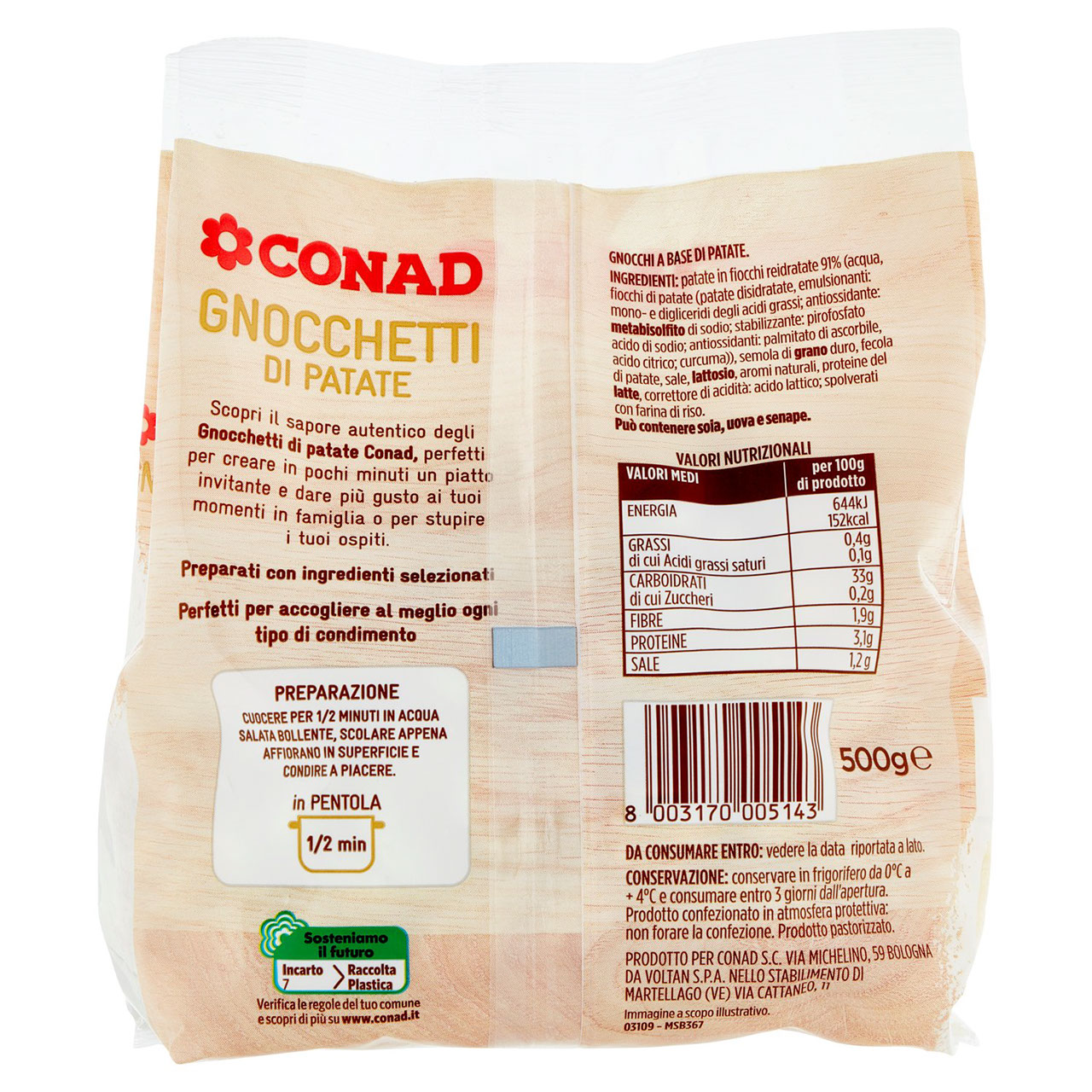 Gnocchetti di Patate 500 g Conad in vendita online