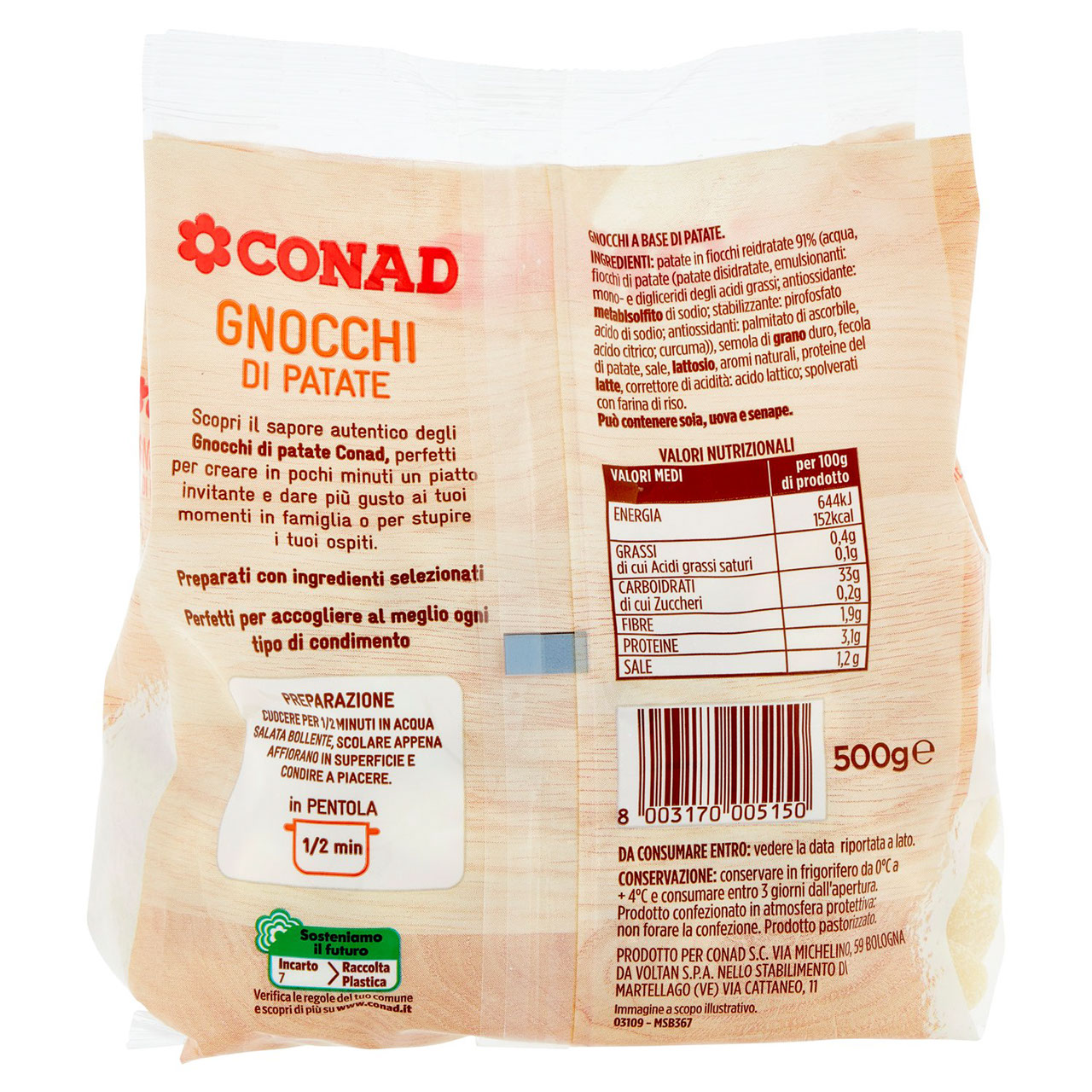 Gnocchi di Patate 500 g Conad in vendita online