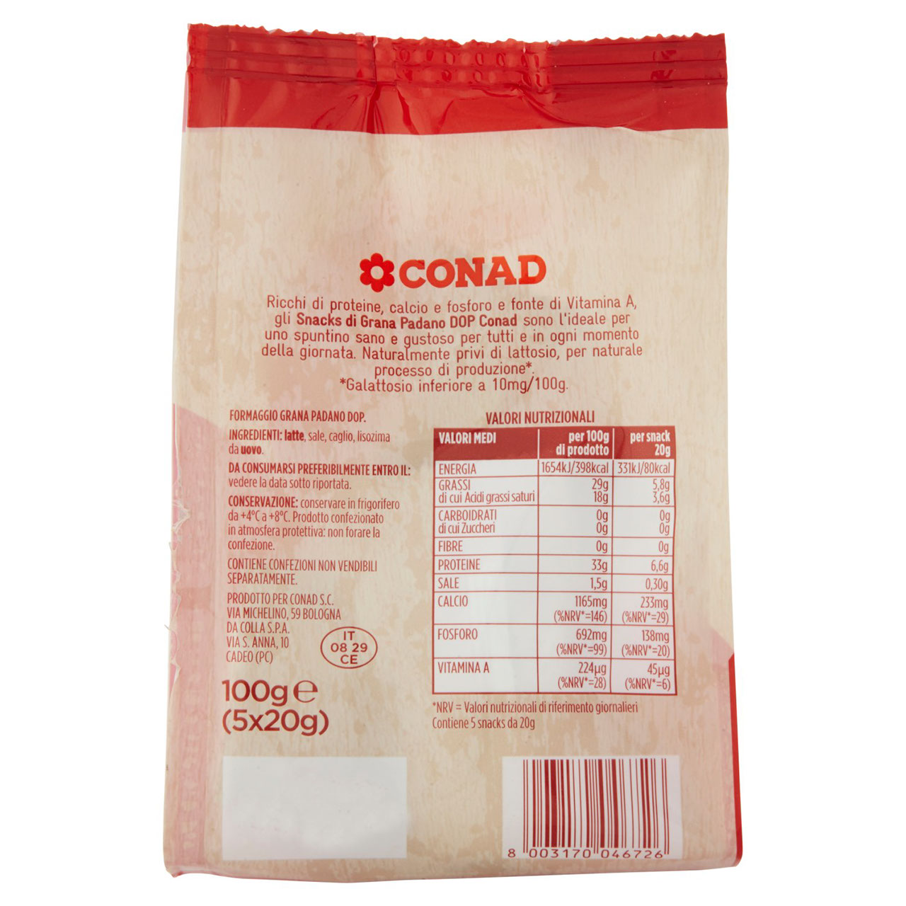 Grana Padano DOP 5 Snacks 100 g Conad