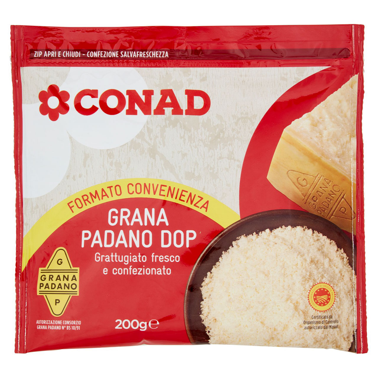 Grana Padano DOP Grattugiato fresco 200 g Conad