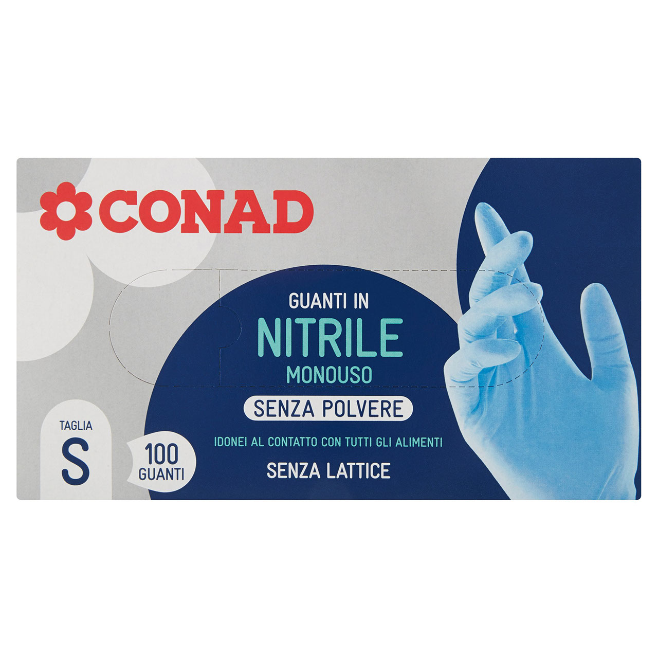 Guanti in Nitrile Monouso Senza Polvere Tg S Conad