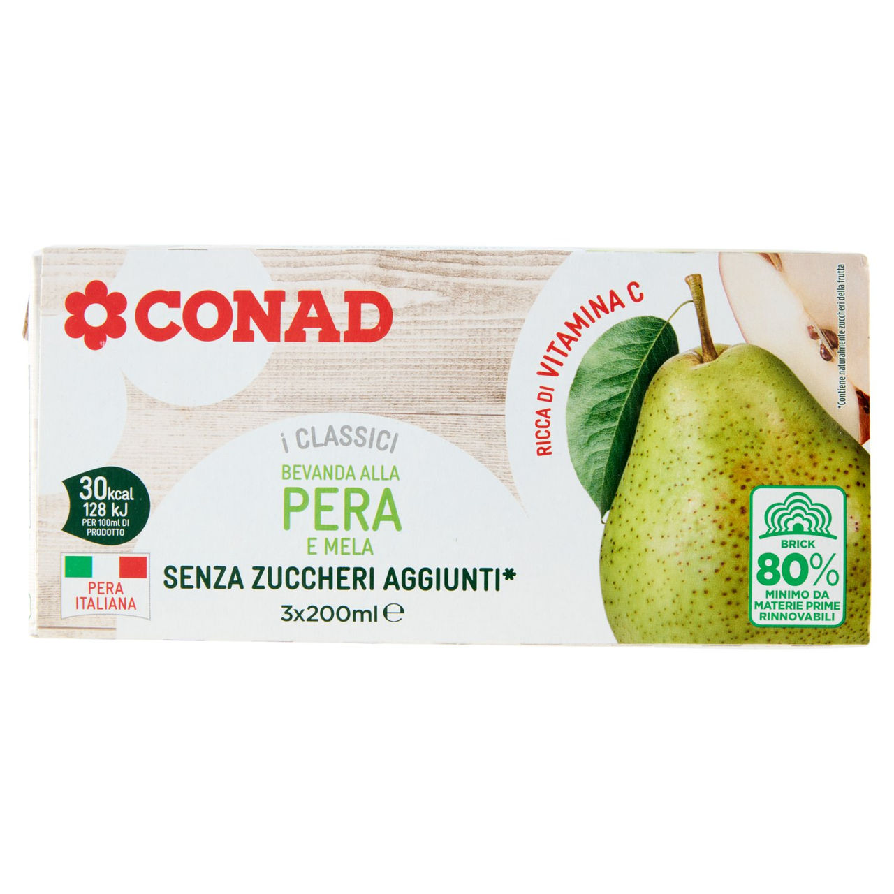 CONAD i Classici Bevanda alla Pera e Mela Senza Zuccheri Aggiunti* 3 x 200 ml