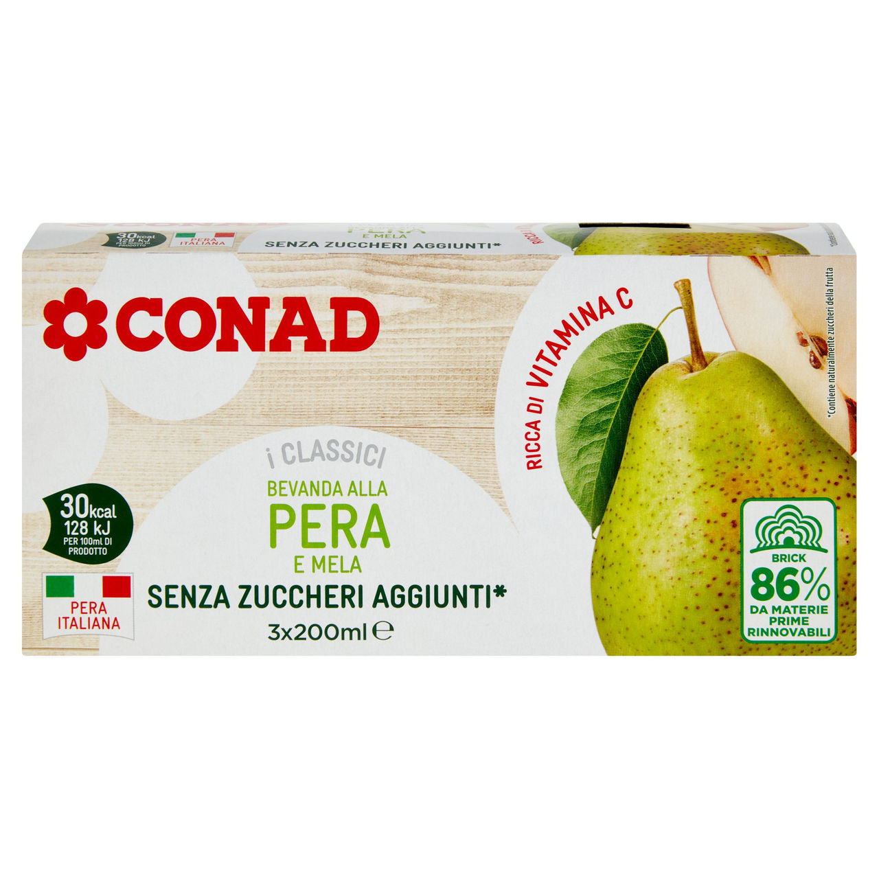 CONAD I Classici Bevanda alla Pera Senza Zuccheri Aggiunti* 3 x 200 ml