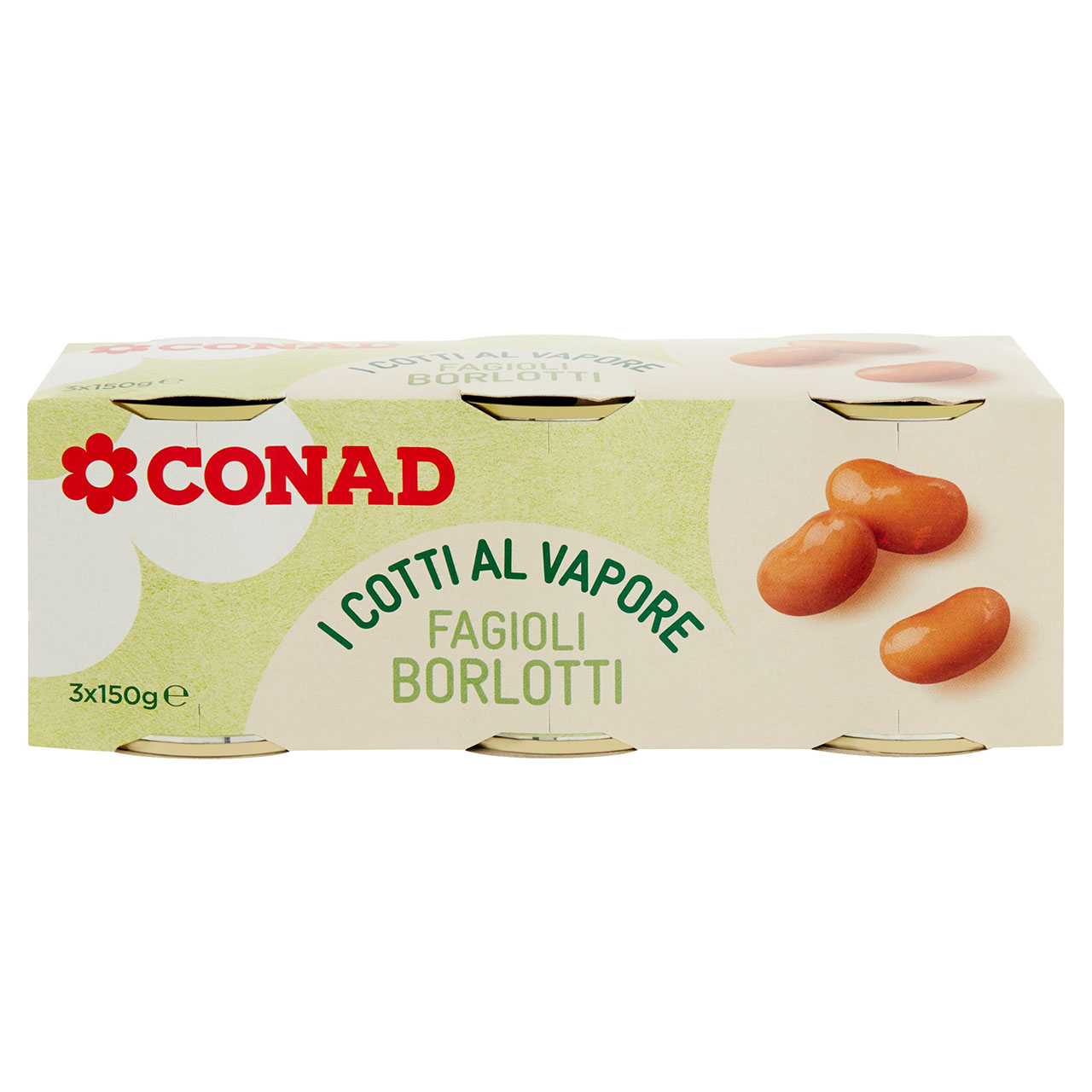 Fagioli Borlotti Cotti al Vapore 3x150g Conad