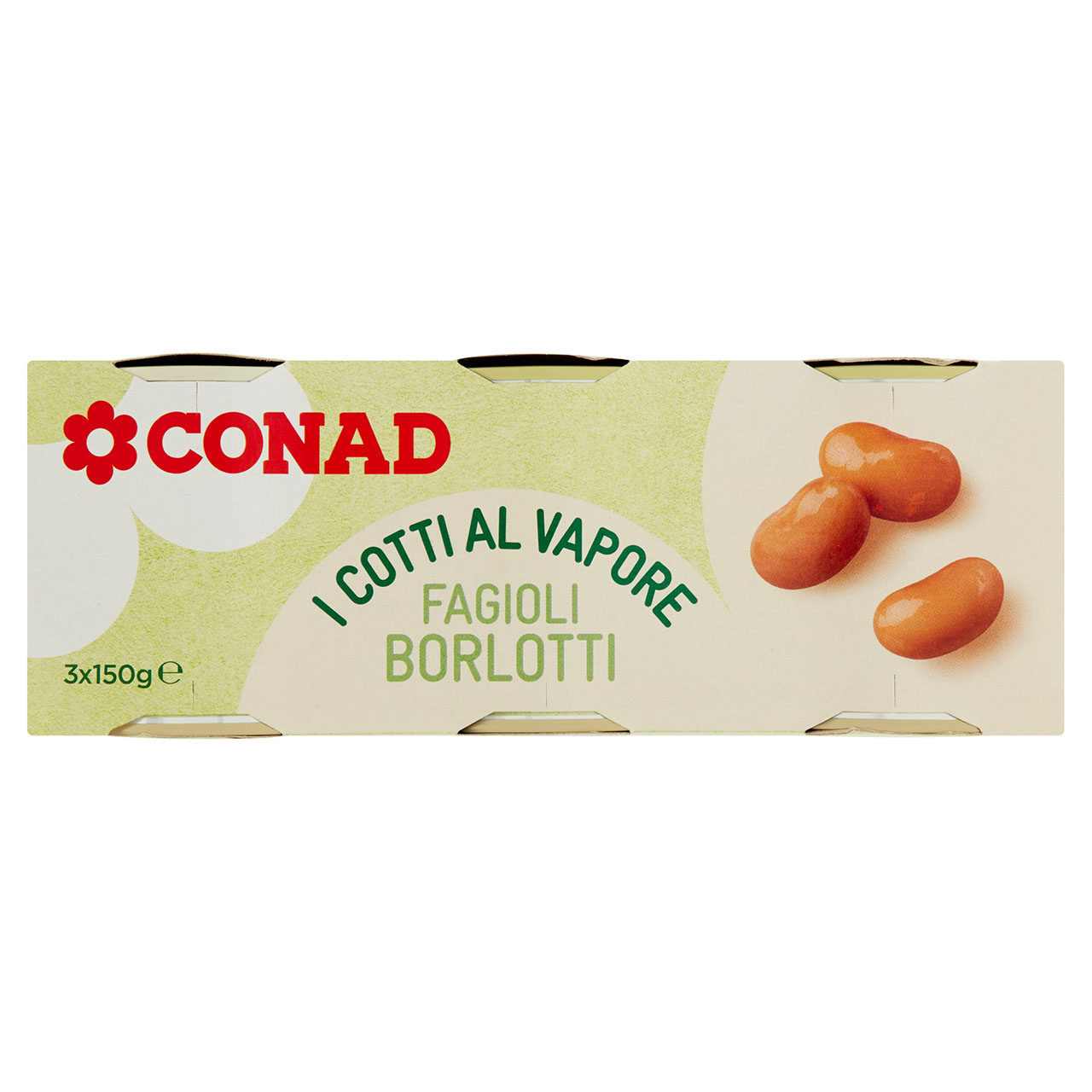 Fagioli Borlotti Cotti al Vapore 3x150g Conad