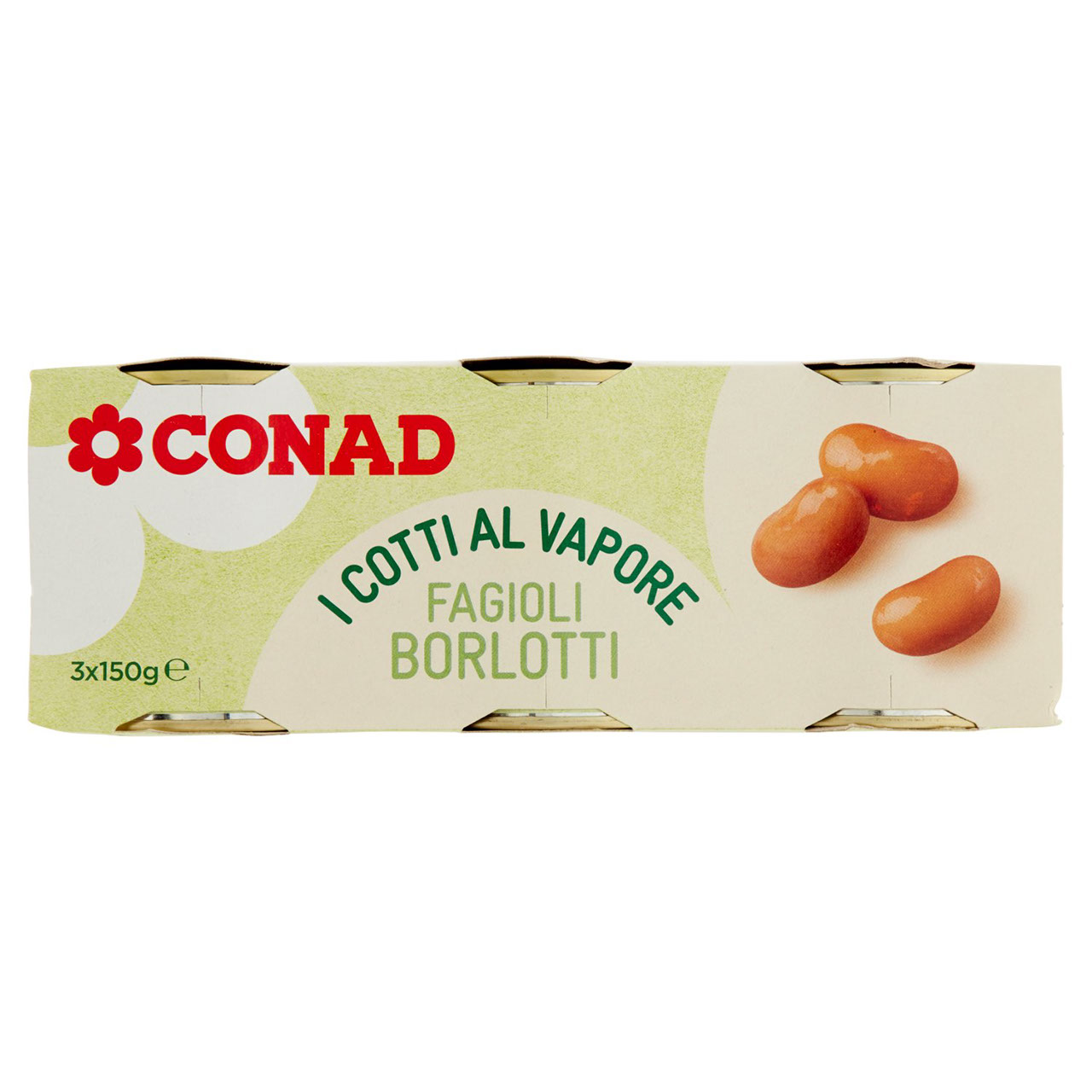 Fagioli Borlotti Cotti al Vapore 3x150g Conad