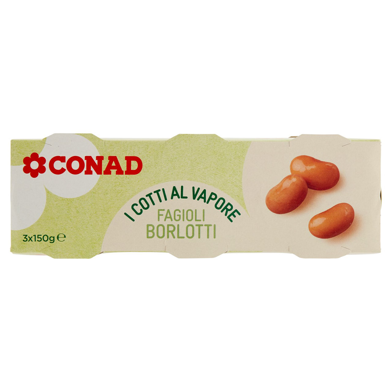 Fagioli Borlotti Cotti al Vapore 3x150g Conad